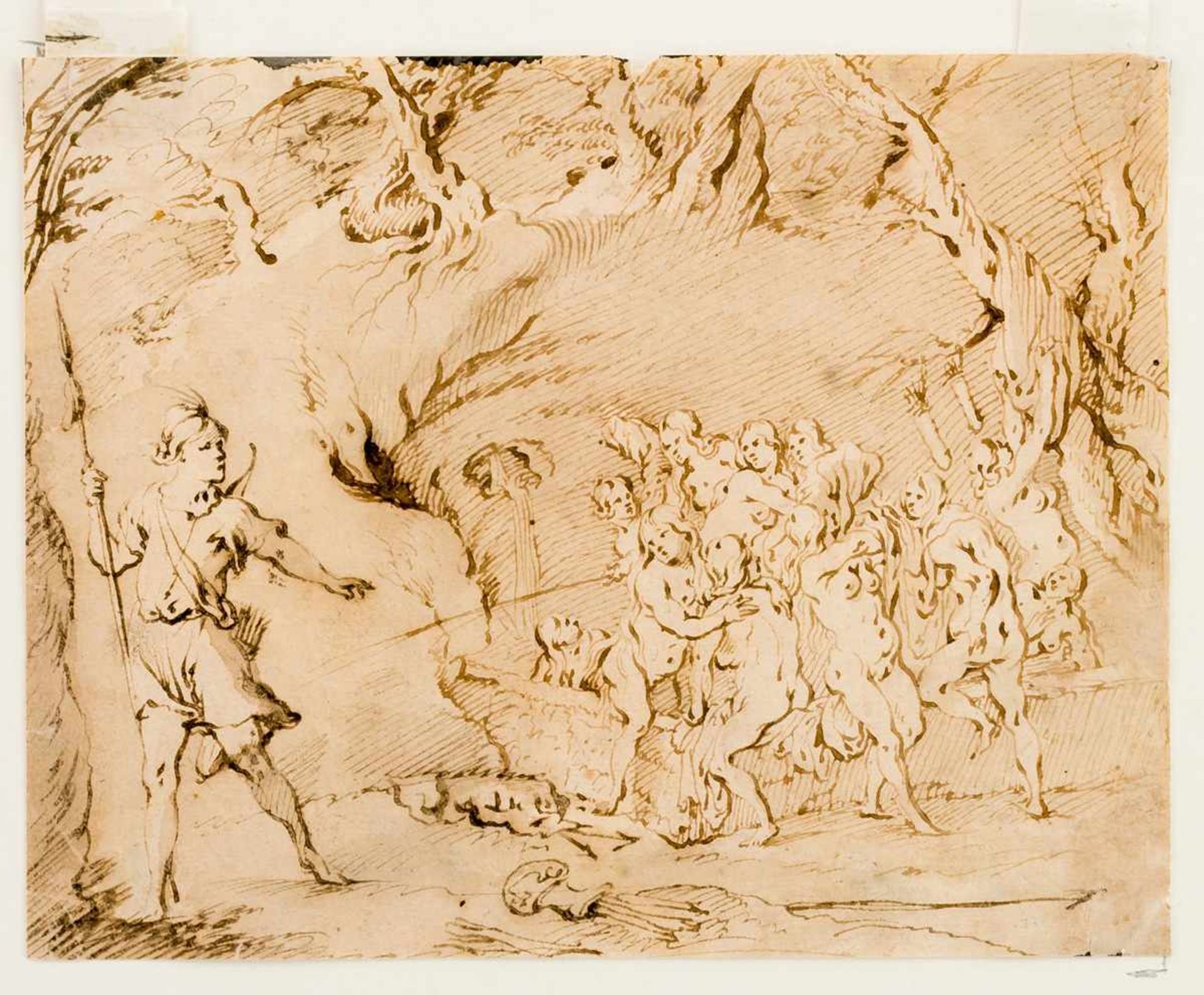 Unbekannter Meister Erlösungsszene Tusche / Papier, wohl 17. Jh. 14,5 x 18,5 cm Rückseitig - Image 2 of 3
