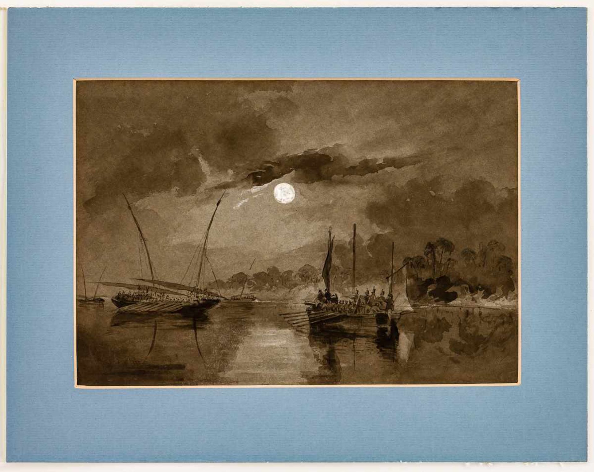 Englischer Maler Hafenszene Aquarell / Papier, wohl 19. Jh. 18 x 26 cm, Rahmen: 29 x 36,5 cm English - Bild 2 aus 2