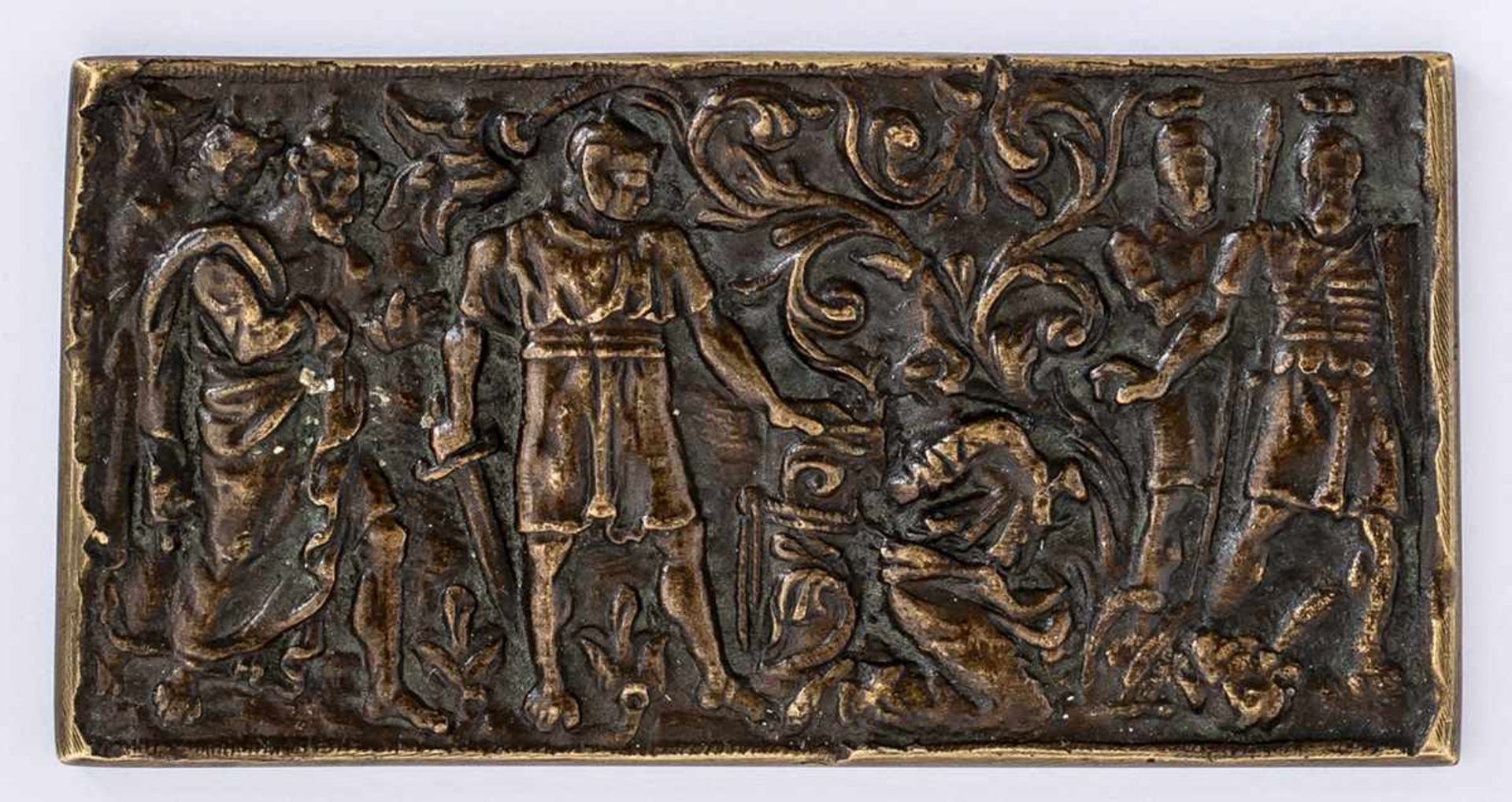 Enthauptung des Paulus (?) Plakette, wohl 16. / 17. Jh. 4,5 x 9 cm Beheading of St. Paul, Plaquette,