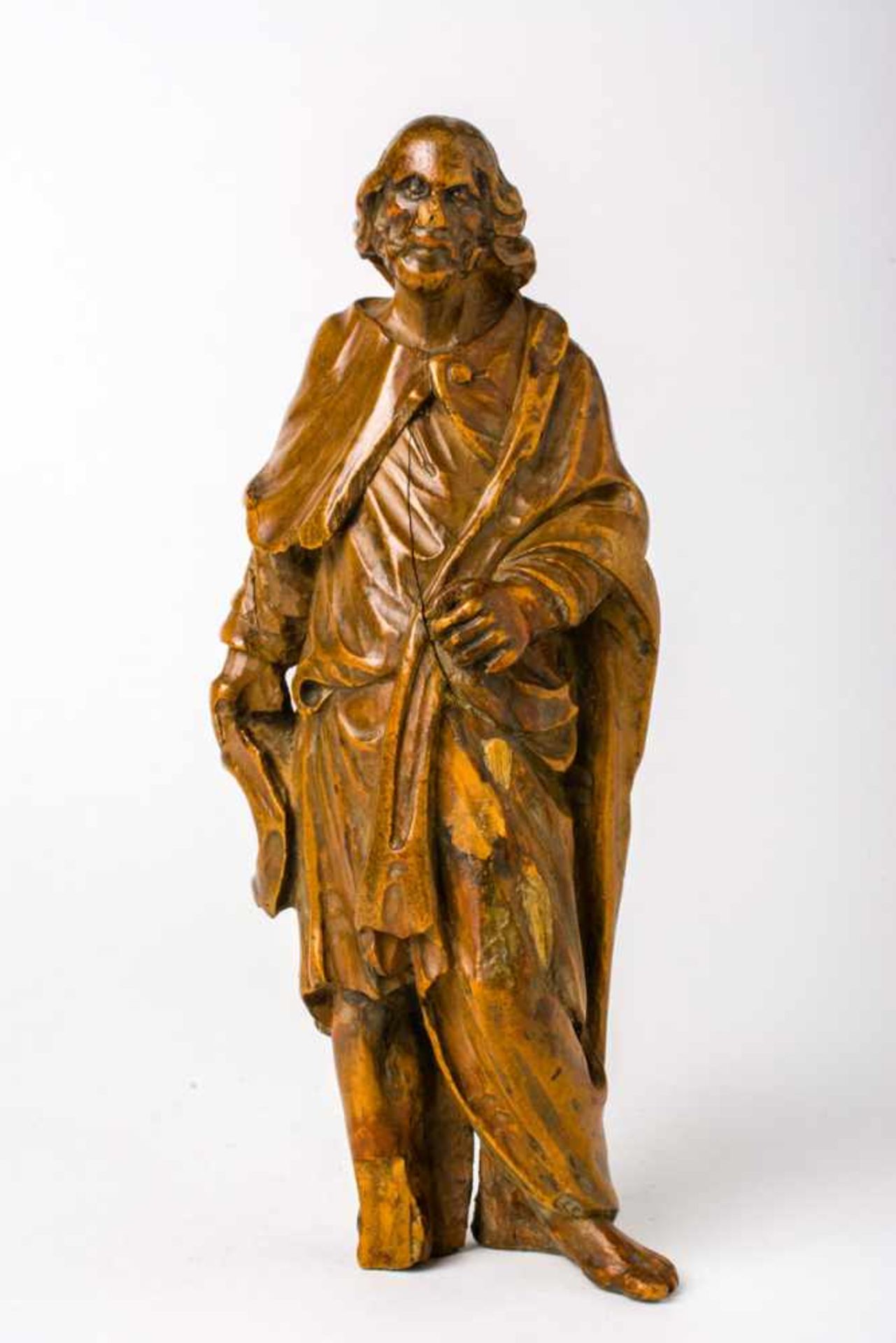 Heiliger Holz, wohl 18. Jh 16 cm hoch Saint, Wood, probably 18th c., 16 cm high Saint Wood, probably