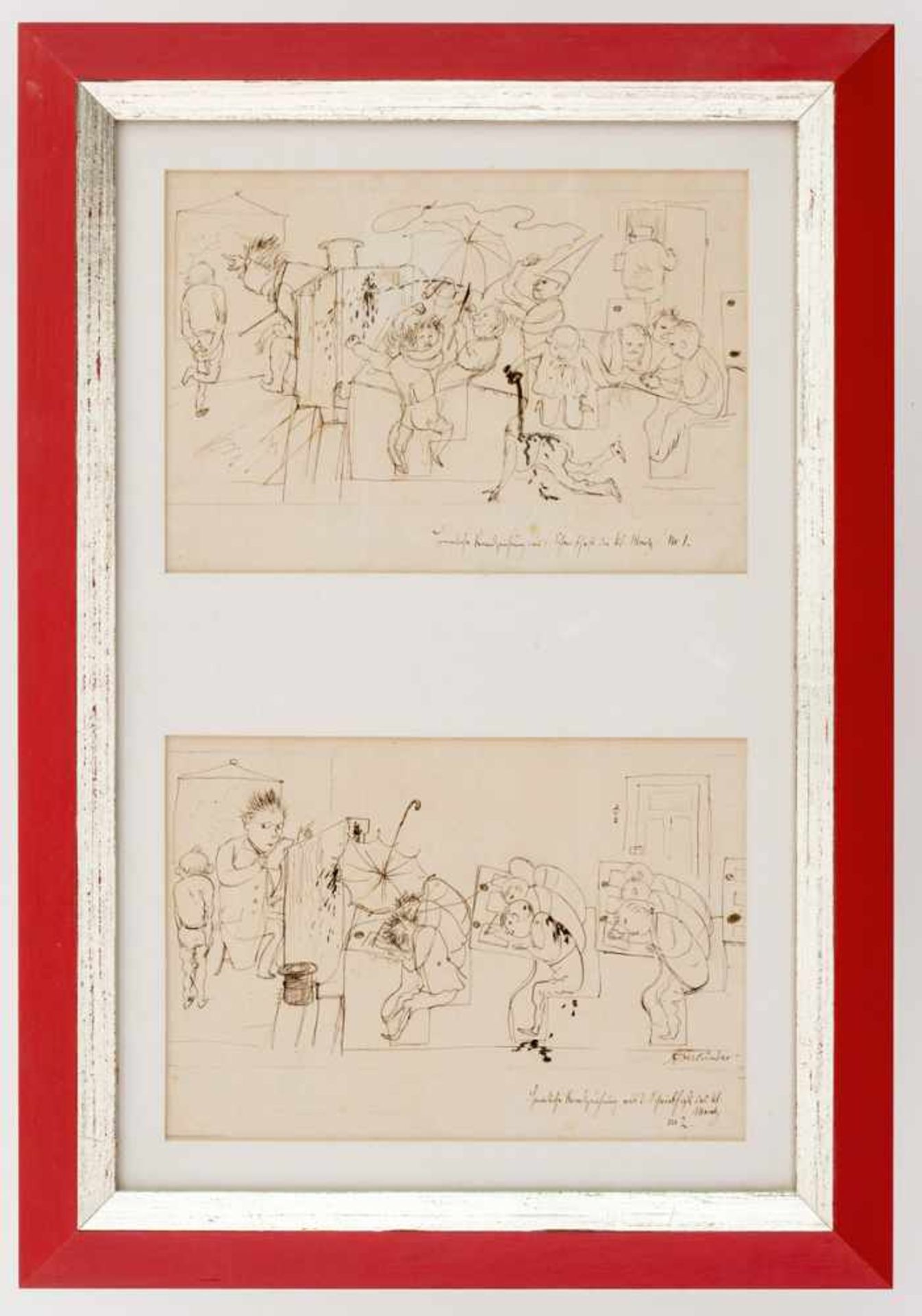 Adolf Oberländer (1845-1923) Episoden 1 und 2 zum kl. Moritz Zeichnung , je ca. 14 x 20,5 cm, - Image 2 of 2