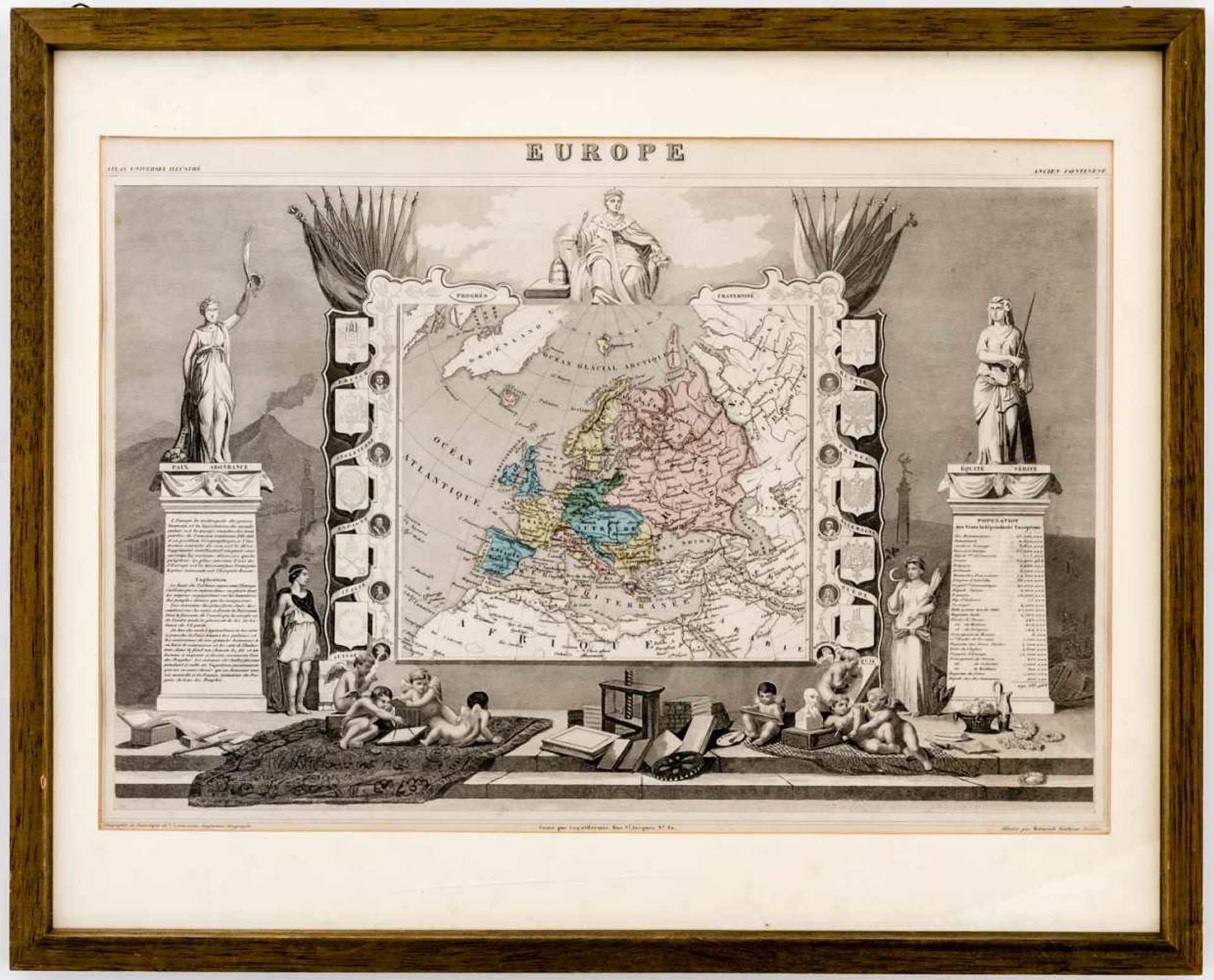 Europa Lithographie von Raimond Bonheur, wohl 19. Jh. 27,5 x 43,5 cm, Rahmen: 42,5 x 52,5 cm Europe, - Bild 2 aus 2
