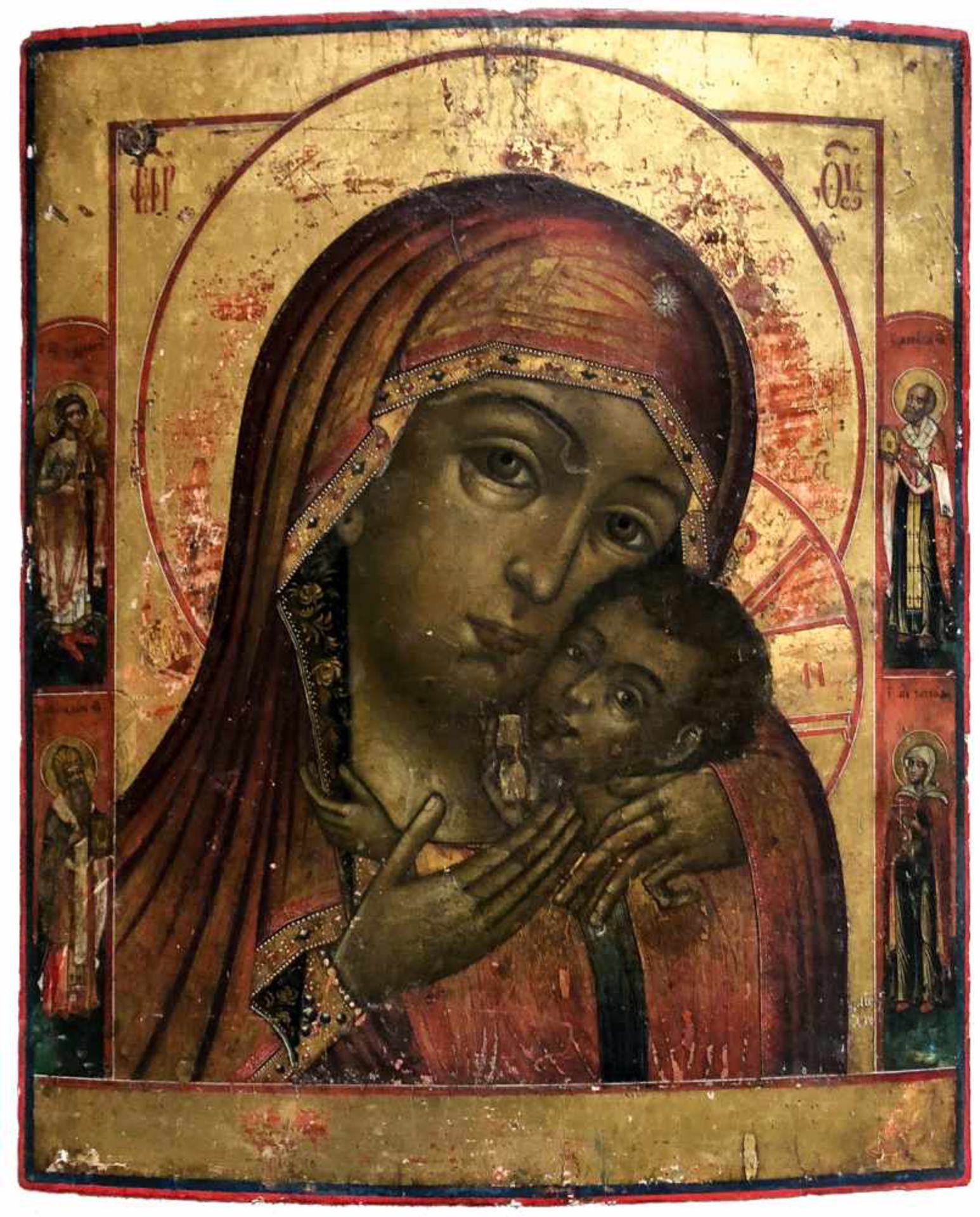 *Gottesmutter Korsunskaja Russische Ikone, um 1800 40,5 x 33 cm *Mother of God Korsunskaya,