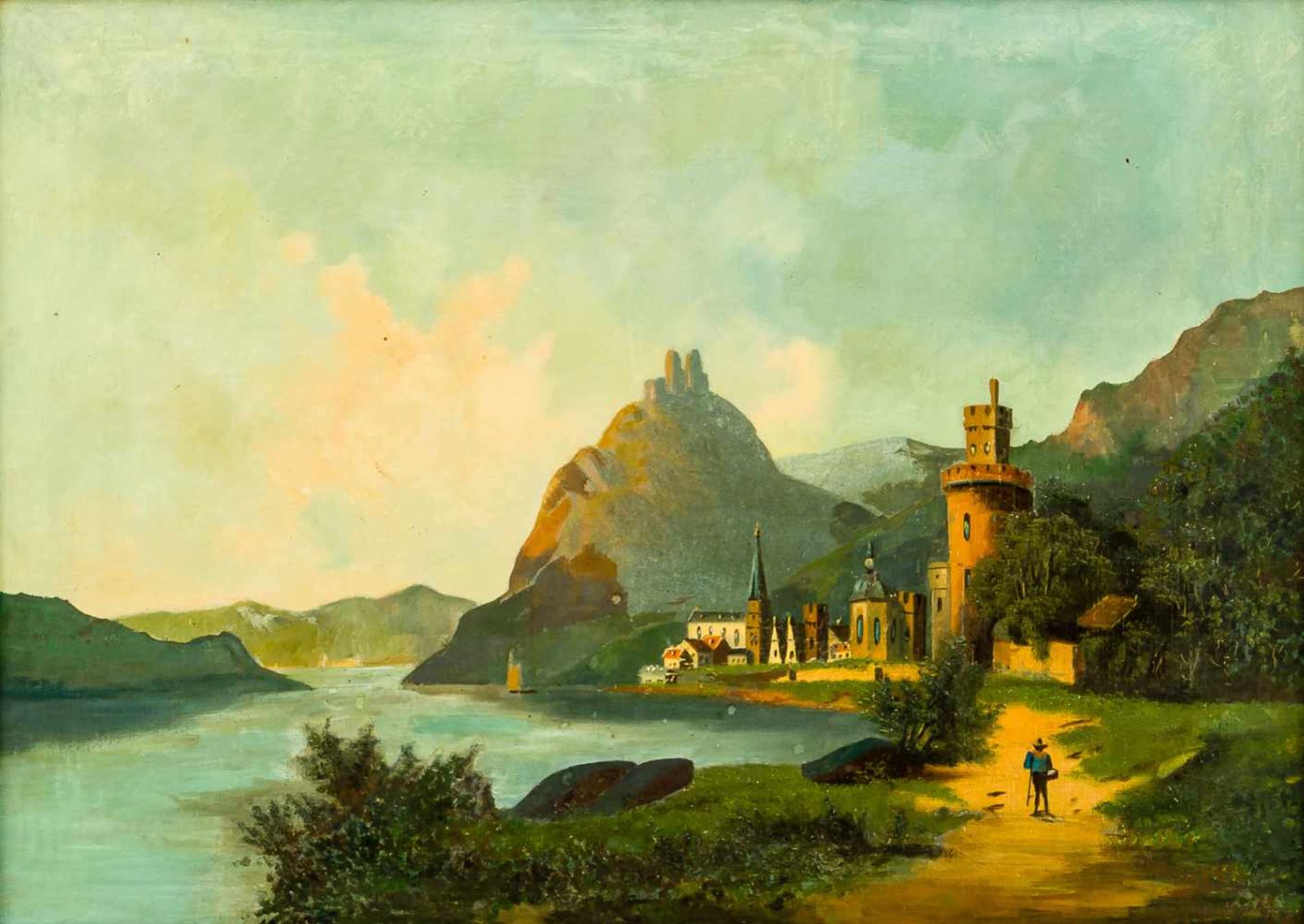 Burgruine Oberwesel Öl / Leinwand, unsigniert 47 x 65 cm, mit Rahmen 71 x 90 cm The castle ruin