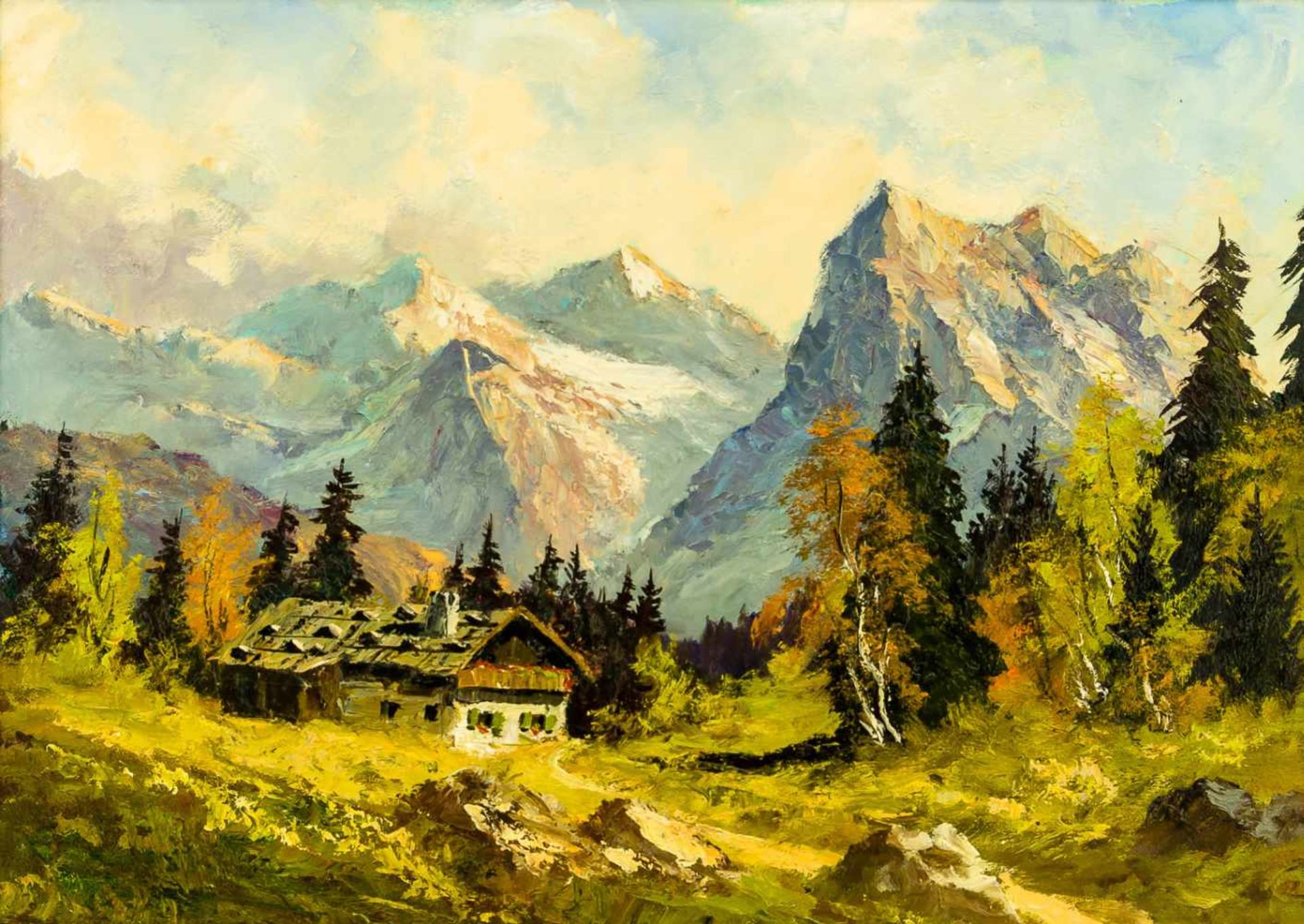 Karwendelgebirge Öl / Leinwand, rückseitig "Georg Kiste" bezeichnet 51 x 70 cm, mit Rahmen 65,5 x 86