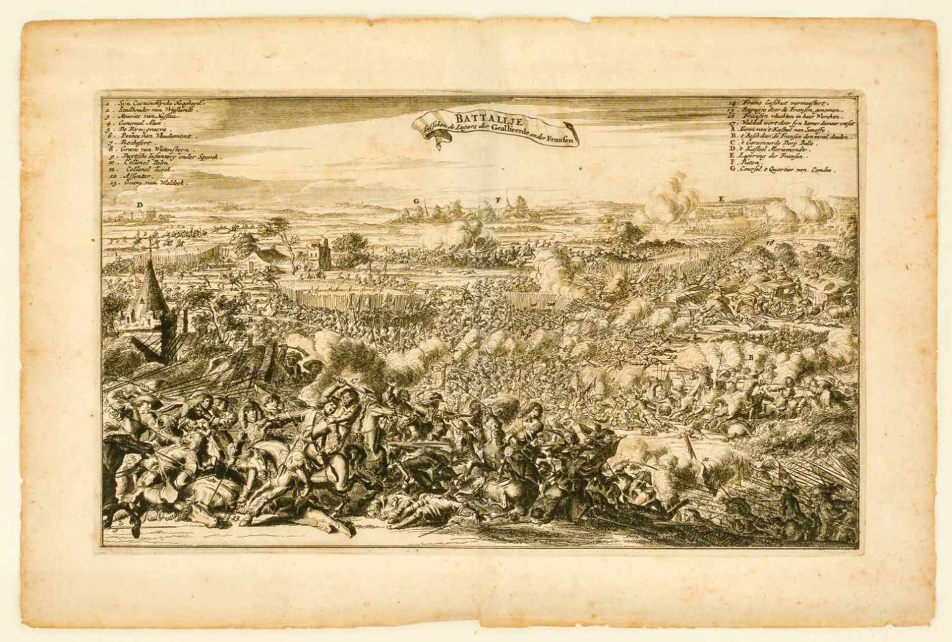 Schlacht bei Seneffe am 11. August 1674 Kupferstich, wohl 1674-1675 17,2 x 29 cm, Blattgröße 23,5