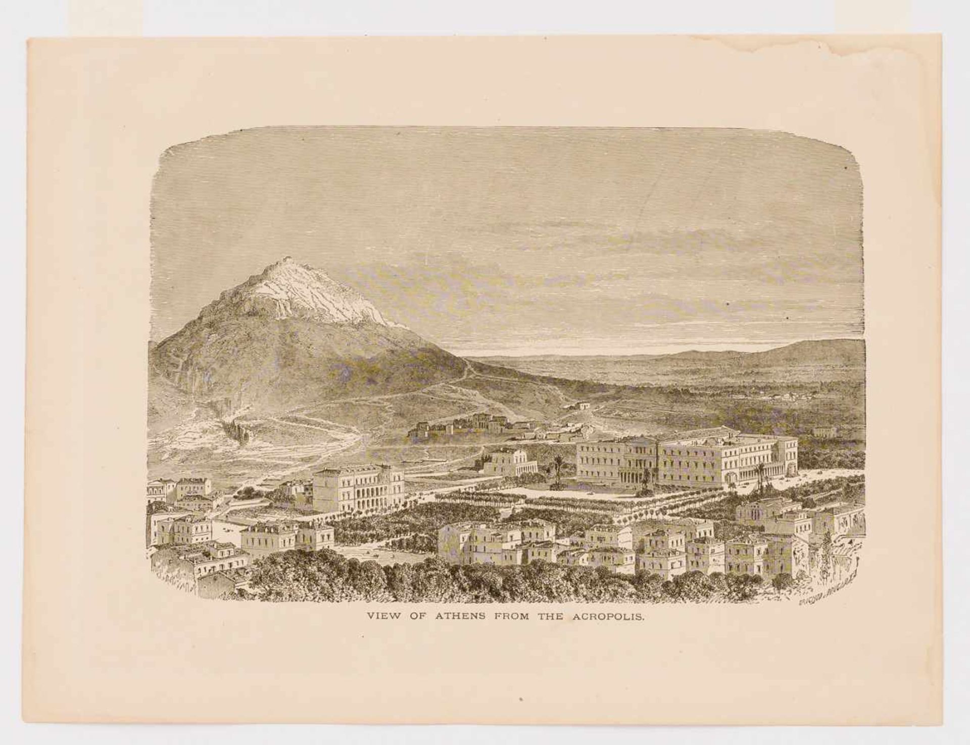 Ansicht von Athen Original-Holzstich aus Voyages and Travels, 1877 15,7 x 23,7 cm, Blattgröße: 22,