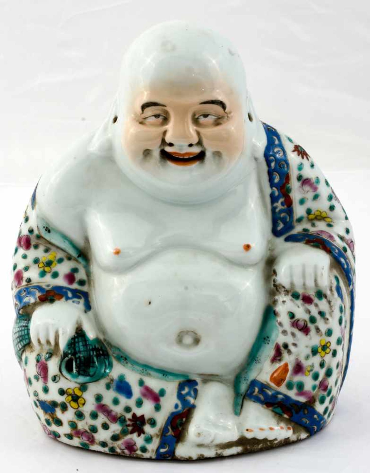 Glücksgott Budai (Hotei) China, Porzellan, wohl um 1900 20,5 cm hoch, ca. 18 cm breit Auf der