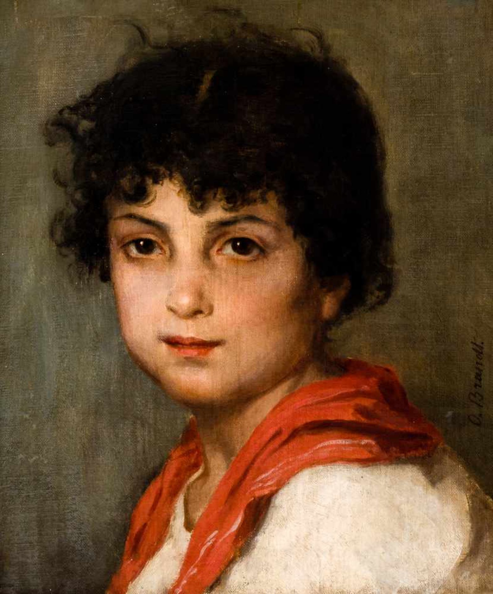 Kinderporträt Öl auf Leinwand, rechts signiert "O.Brandt" (wohl Otto Brandt 1828-1890) 32 x 27 cm,