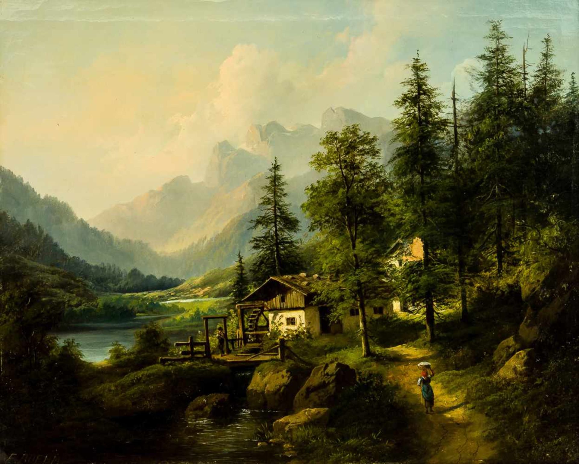 Mühle bei Salzburg Öl / Leinwand, unten links signiert "E.Boehm", wohl Eduard Boehm (1830-1890) 55 x