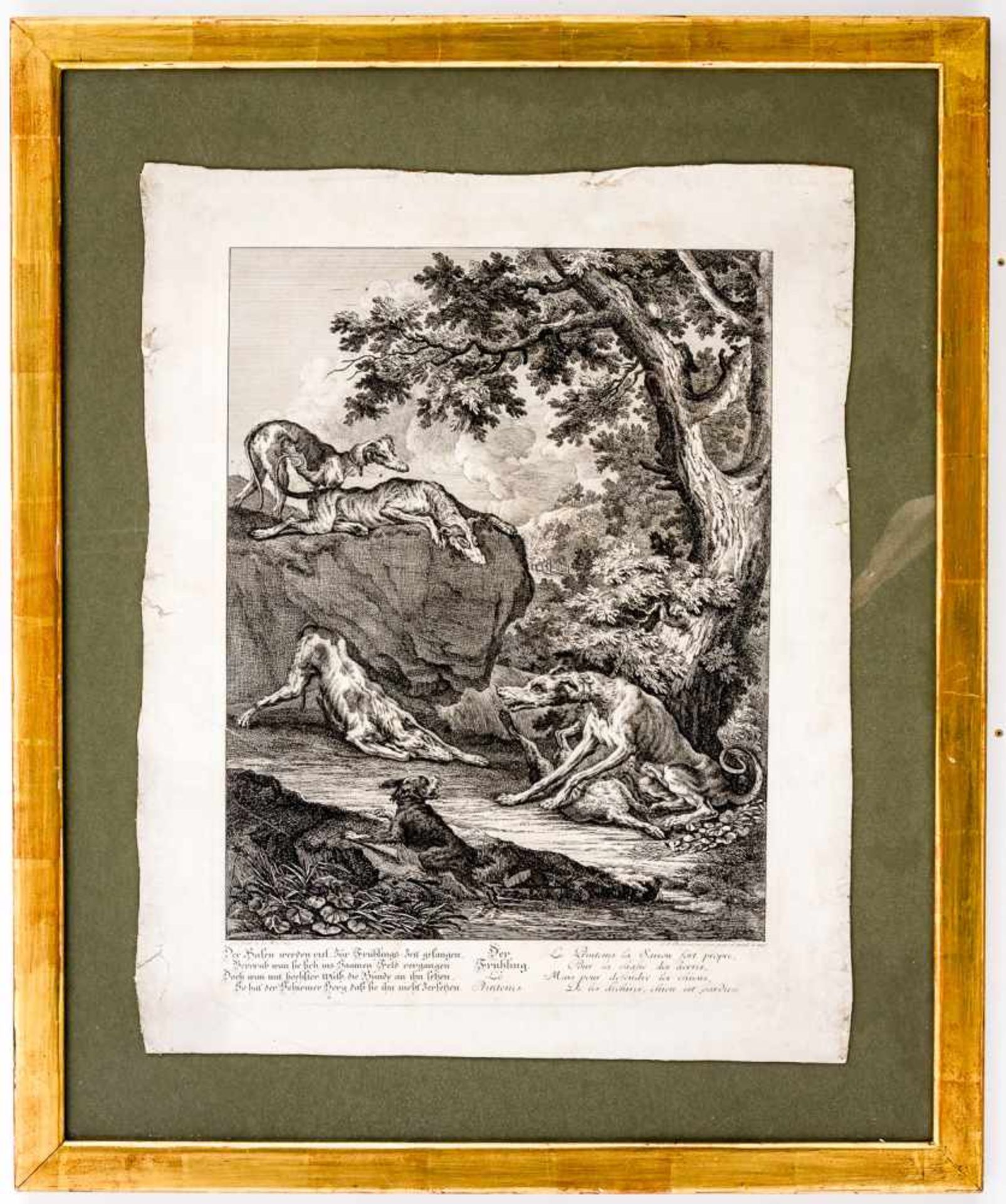 Der Frühling Kupferstich von Johann Elias Ridinger (1698-1767) 45,5 x 33 cm, mit Rahmen 72 x 59,5 cm - Bild 2 aus 2