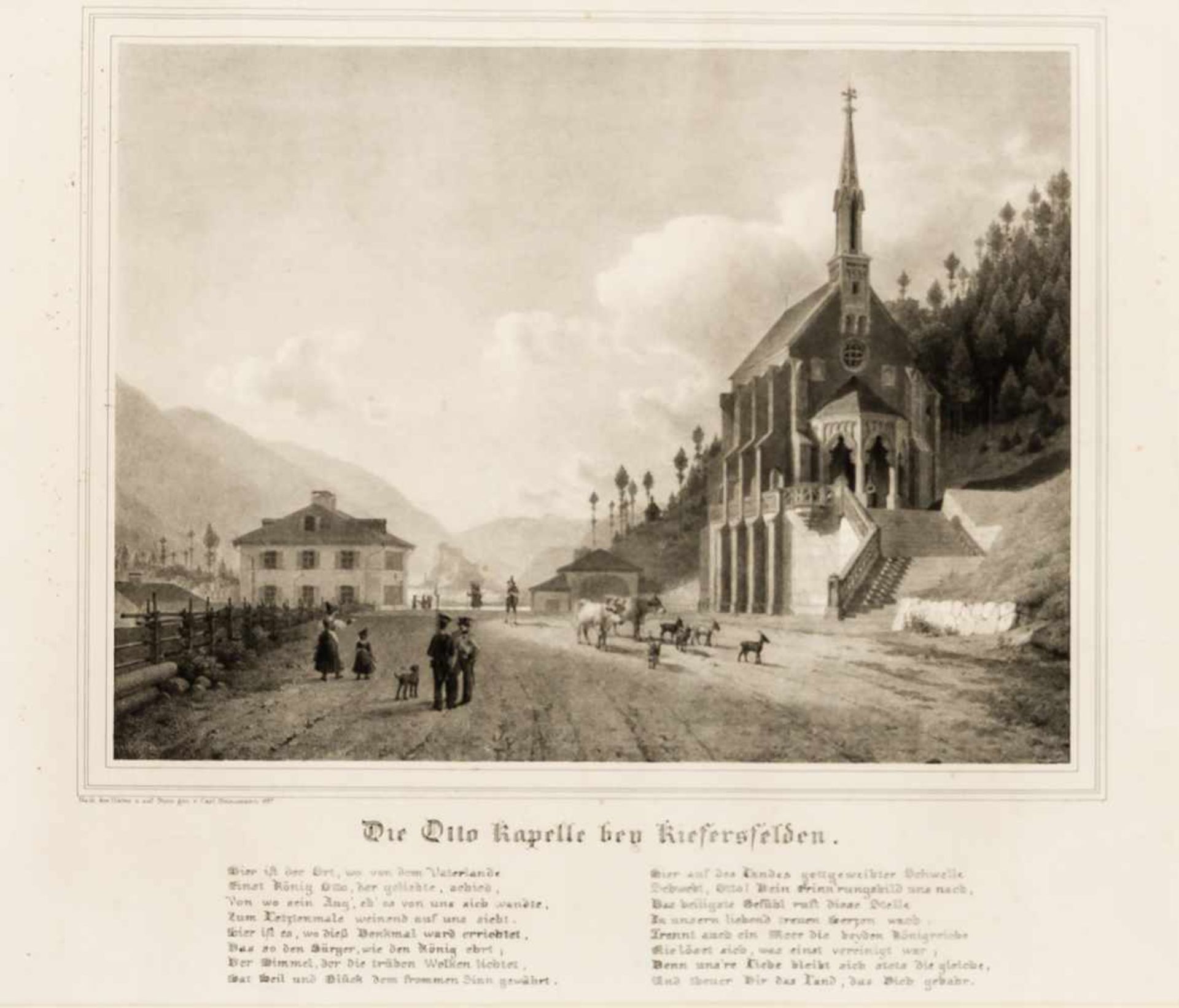 Die Ottokapelle bey Kiefersfelden Lithographie von Carl Heinzmann aus dem Jahr 1837, herausgegeben