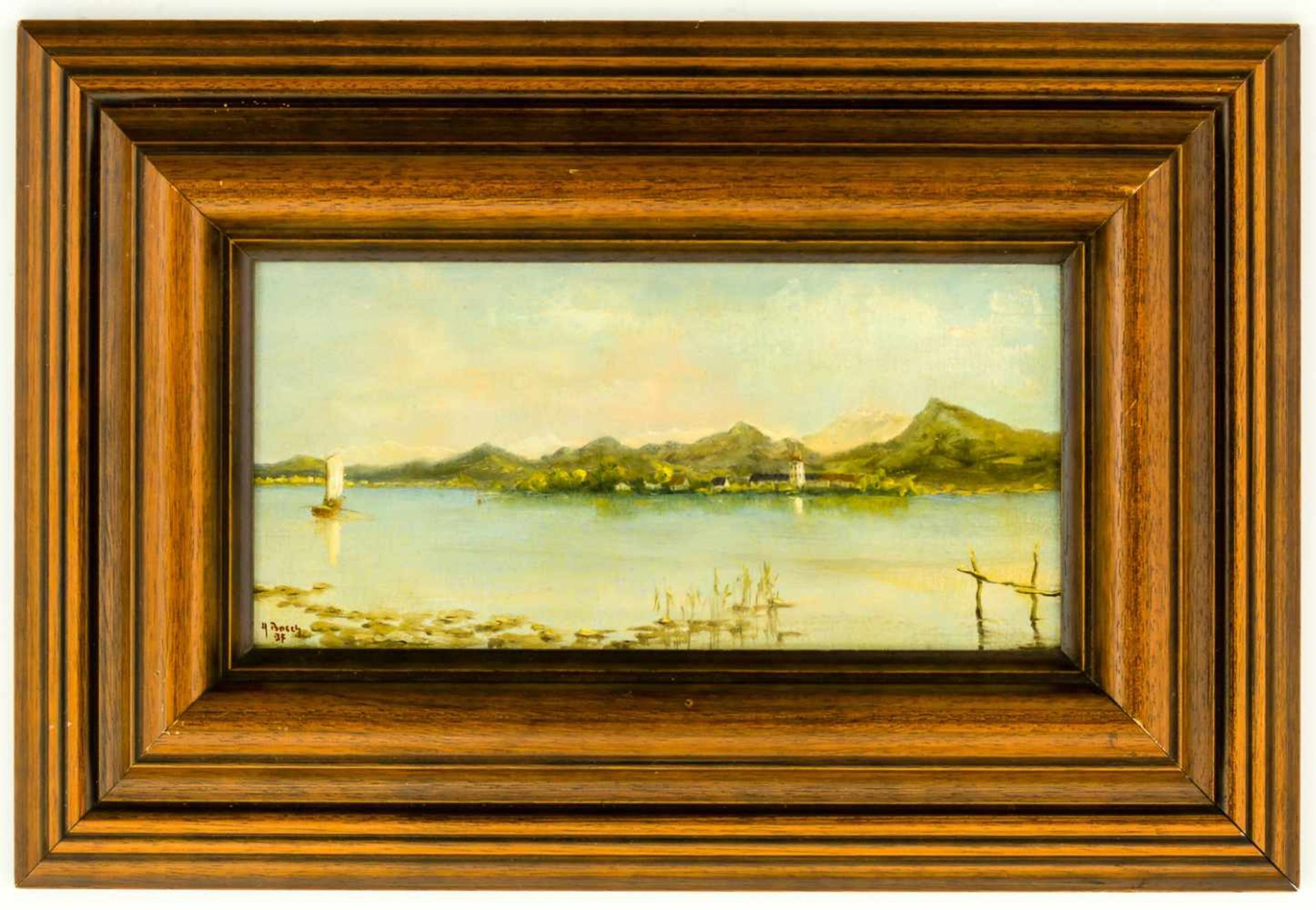 Am Chiemsee Öl / Holz, links unten signiert "H. Bosch", wohl Harald Bosch, geb. 1945 15 x 30 cm, mit - Bild 2 aus 2