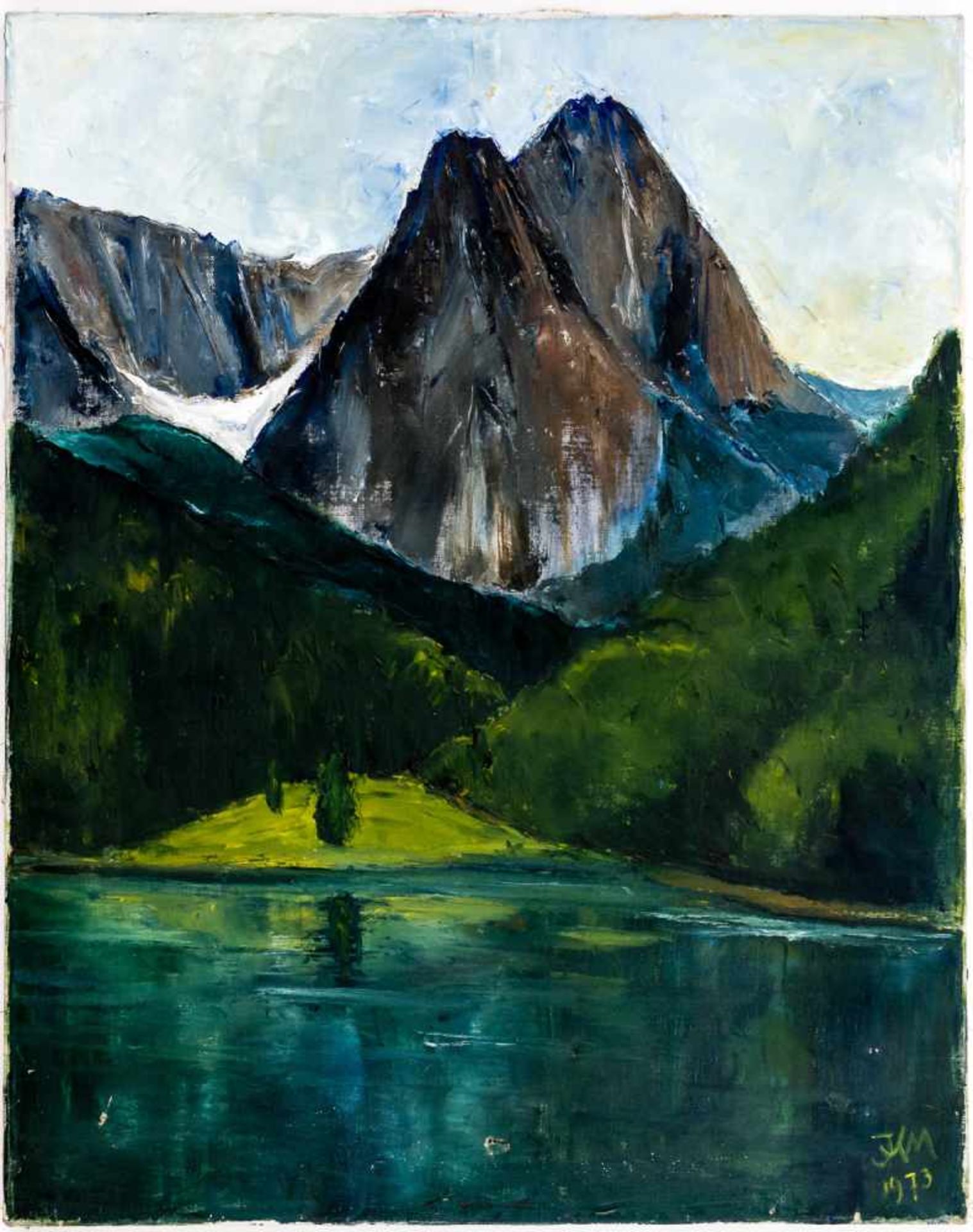 Berglandschaft Öl / Leinwand, rechts unten monogrammiert und datiert 1973 77 x 61 cm Mountain