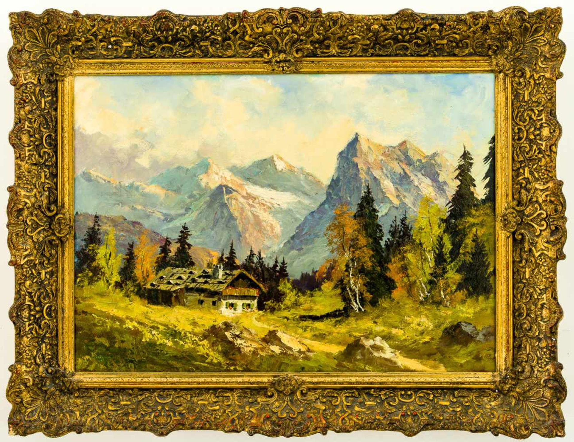 Karwendelgebirge Öl / Leinwand, rückseitig "Georg Kiste" bezeichnet 51 x 70 cm, mit Rahmen 65,5 x 86 - Bild 2 aus 2