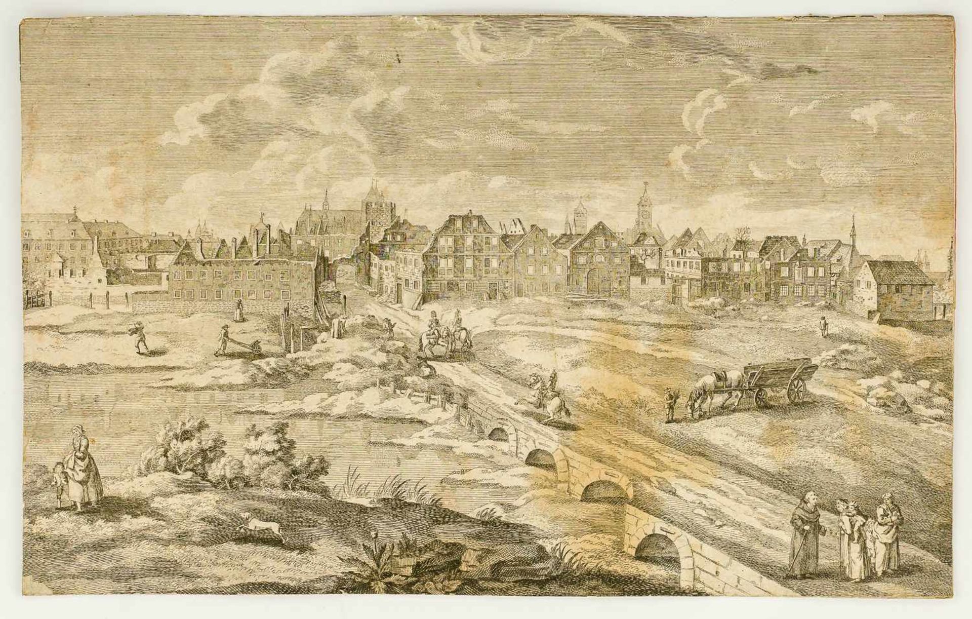 Regensburg , Ansicht der durch das Bombardement am 23 April 1809 verursachten Brandstätte zu Stadt