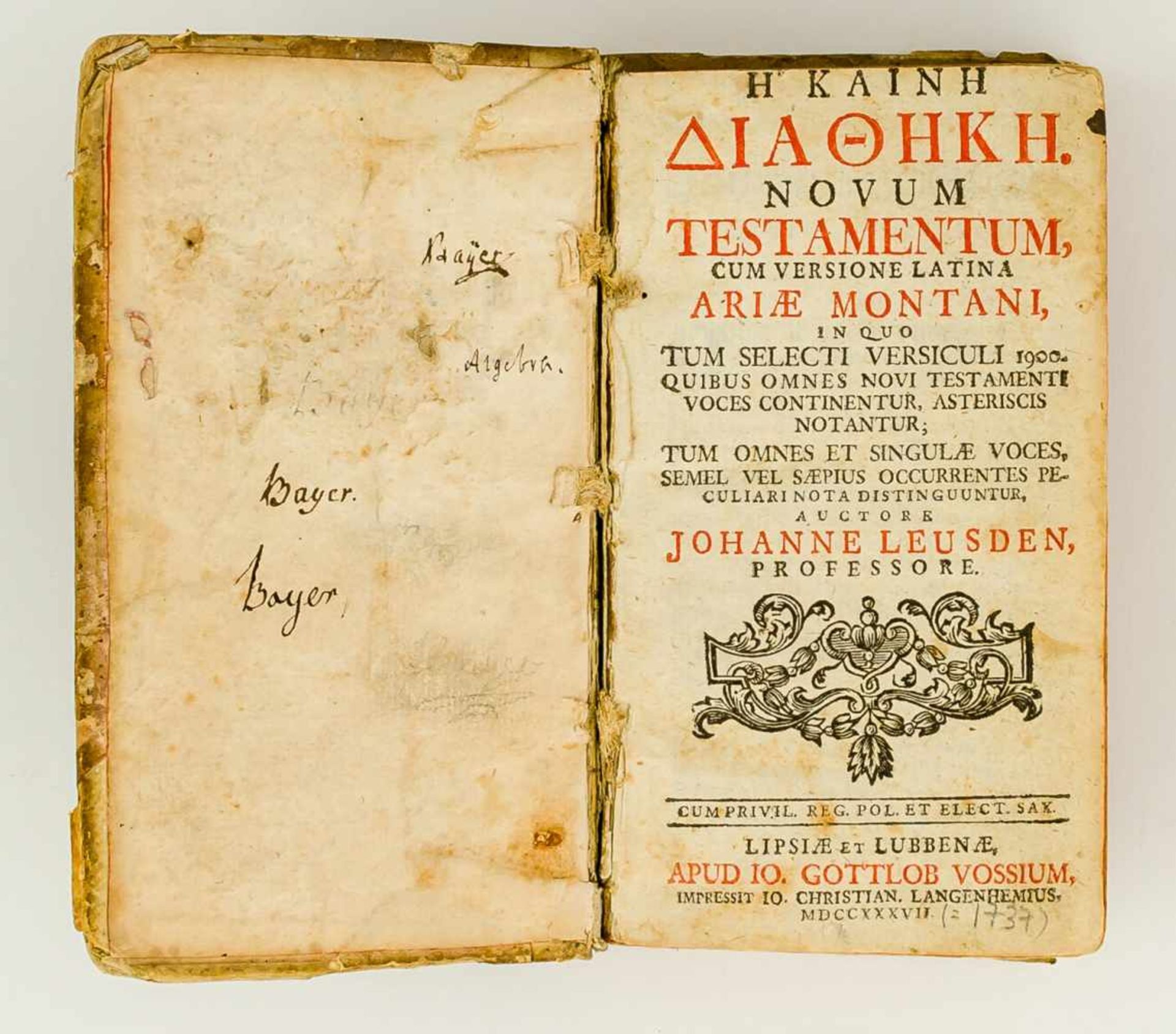 Neues Testament Griechisch-Lateinische Ausgabe, Leipzig 1737 3,7 x 15,5 x 8,8 cm, 675 Seiten The New