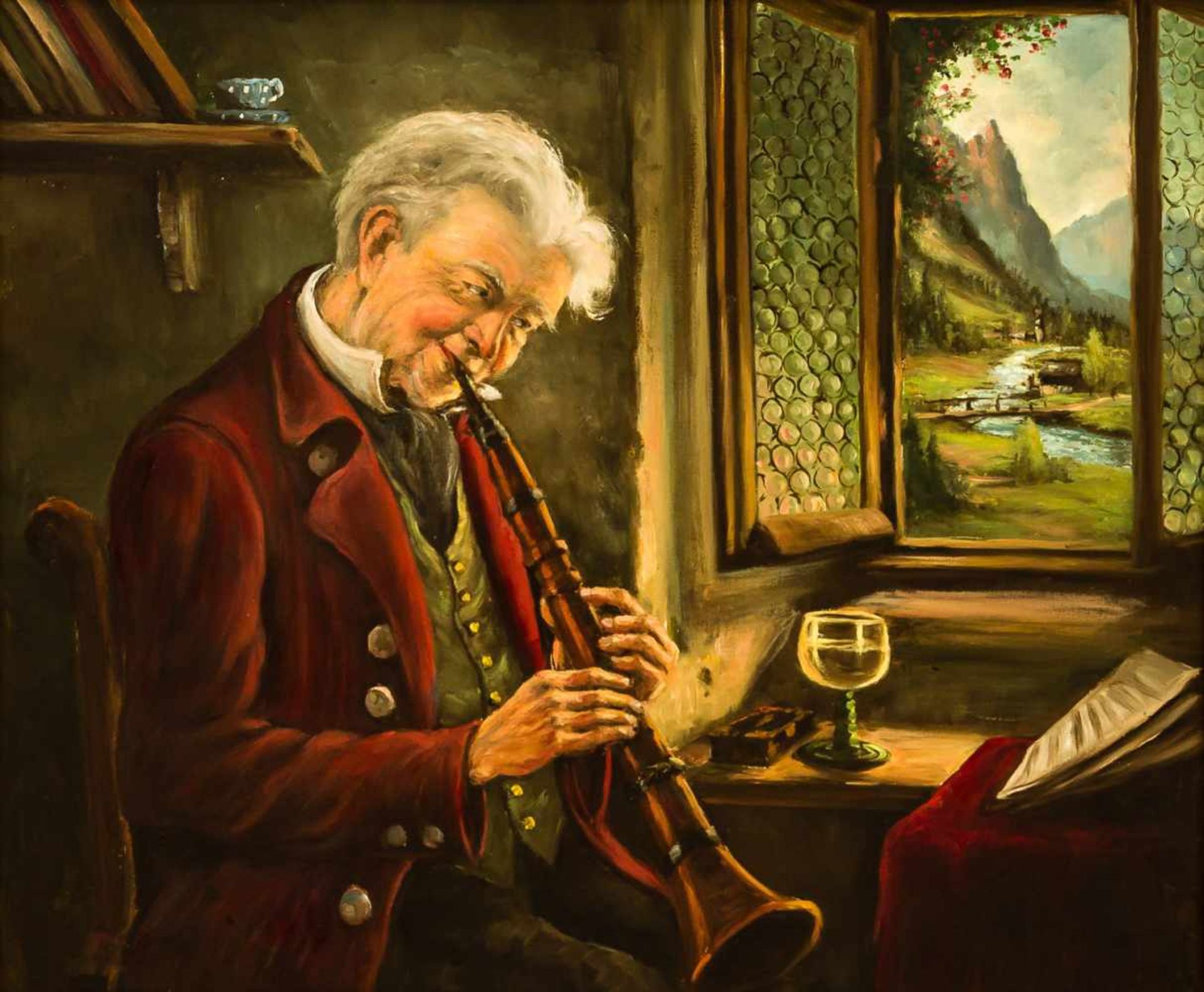 Klarinettenspieler Öl / Leinwand, Ende 20. Jh. 50,5 x 60,5 cm, mit Rahmen 69 x 79 cm A Clarinet