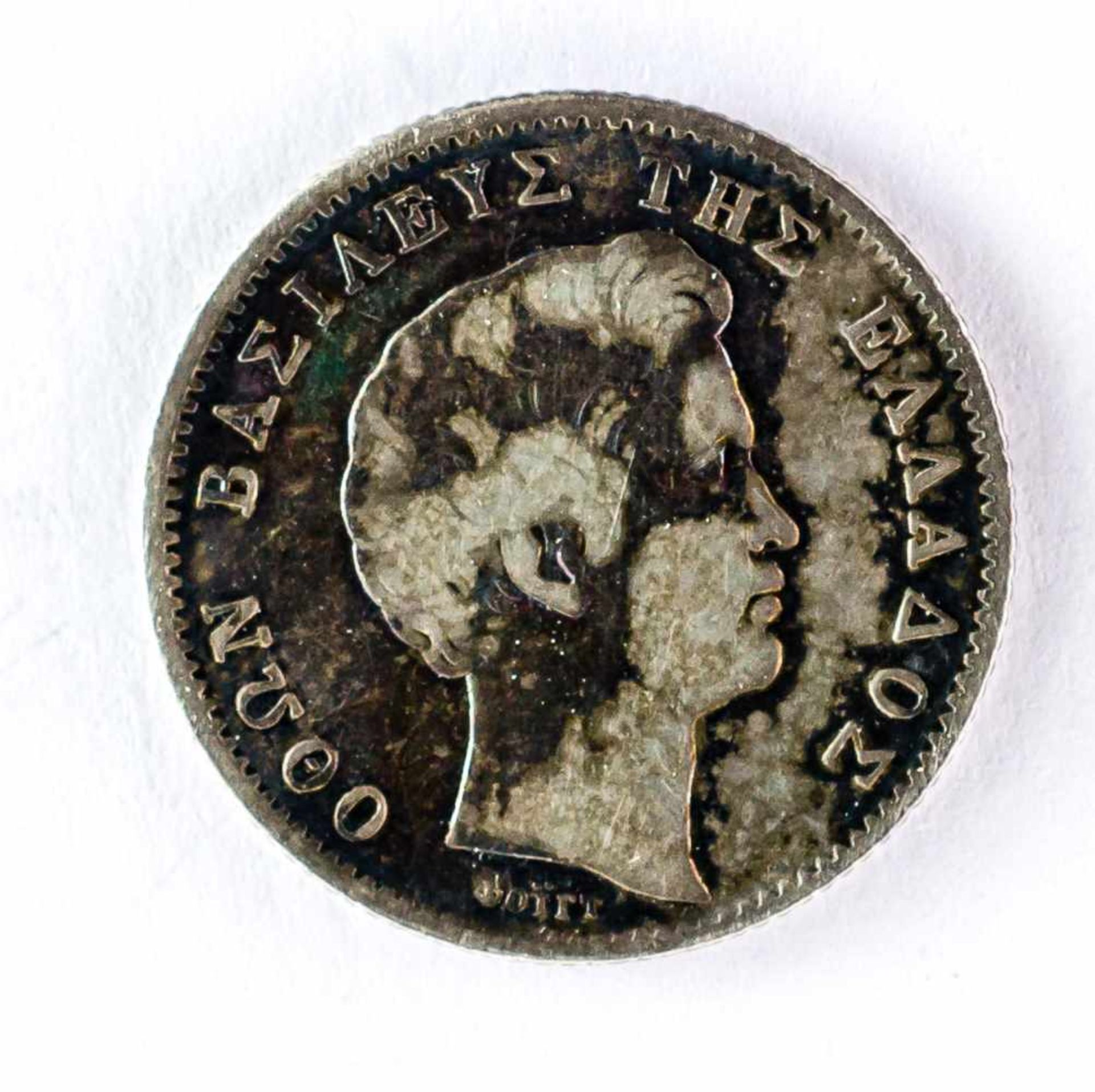Eindrachmenmünze Silber 1834, Entwurf von Carl Friedrich Voigt Durchmesser: 2,3 cm Vorderseite: