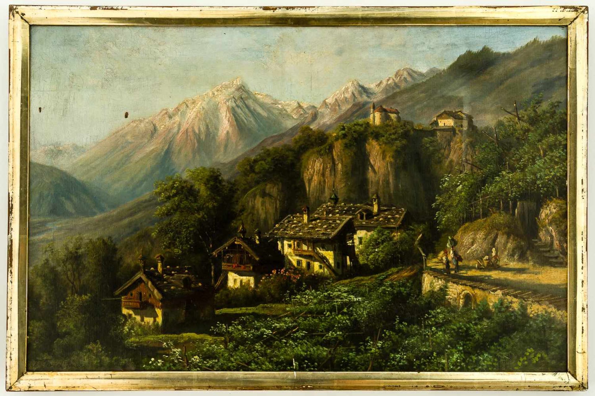 Schloss Tirol Öl / Leinwand, links unten signiert "A. Forstmann" (?) 68 x 105,5 cm, mit Rahmen 74 - Bild 2 aus 2