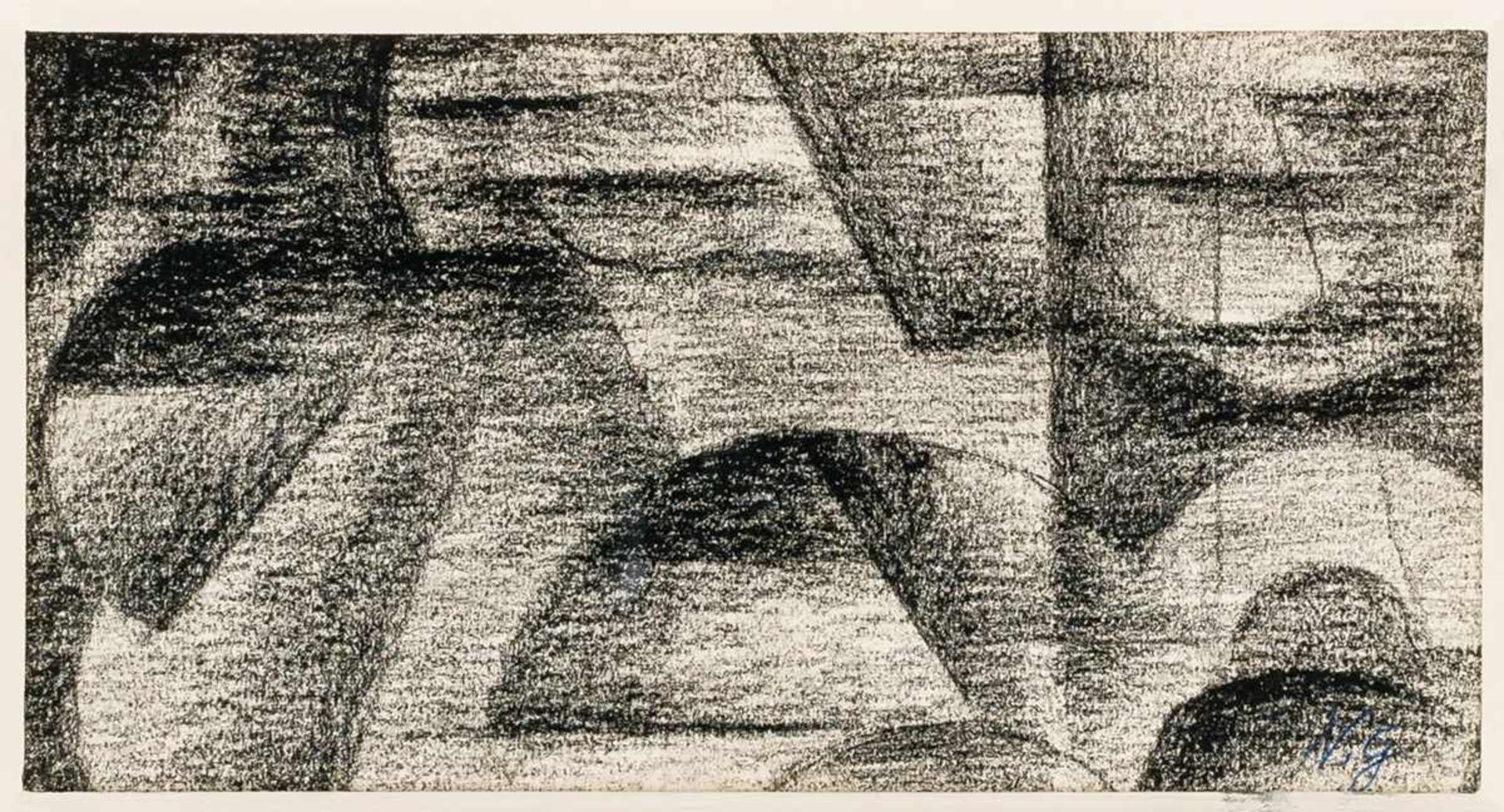 **Natalia Goncharova (1881-1962) "Composition Rayonniste" Kohle auf Papier, signiert12 x 22 cm,