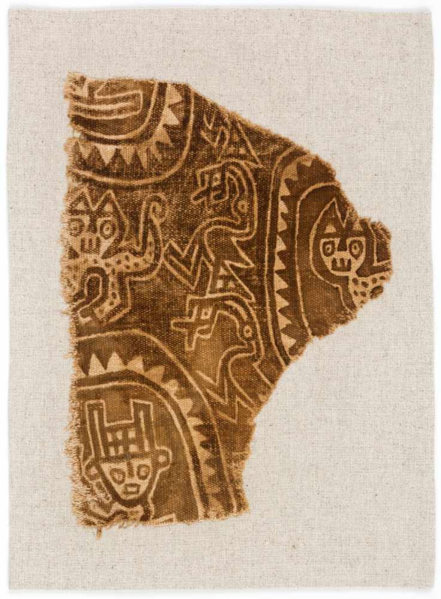 Altperuanisches Textilfragment nach Frau Dr. Hentschel: Baumwolle (bemalt), Leinenbindung, 1000 -