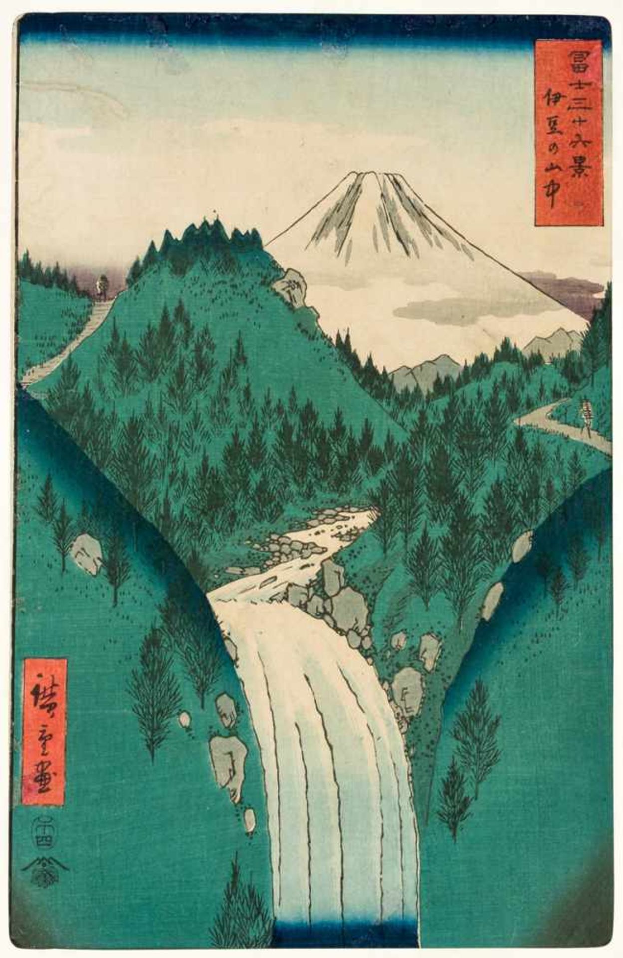 Utagawa Hiroshige (1797-1858) "Izu no Sanchu" Nr. 22 aus den "36 Ansichten des Berges Fuji",