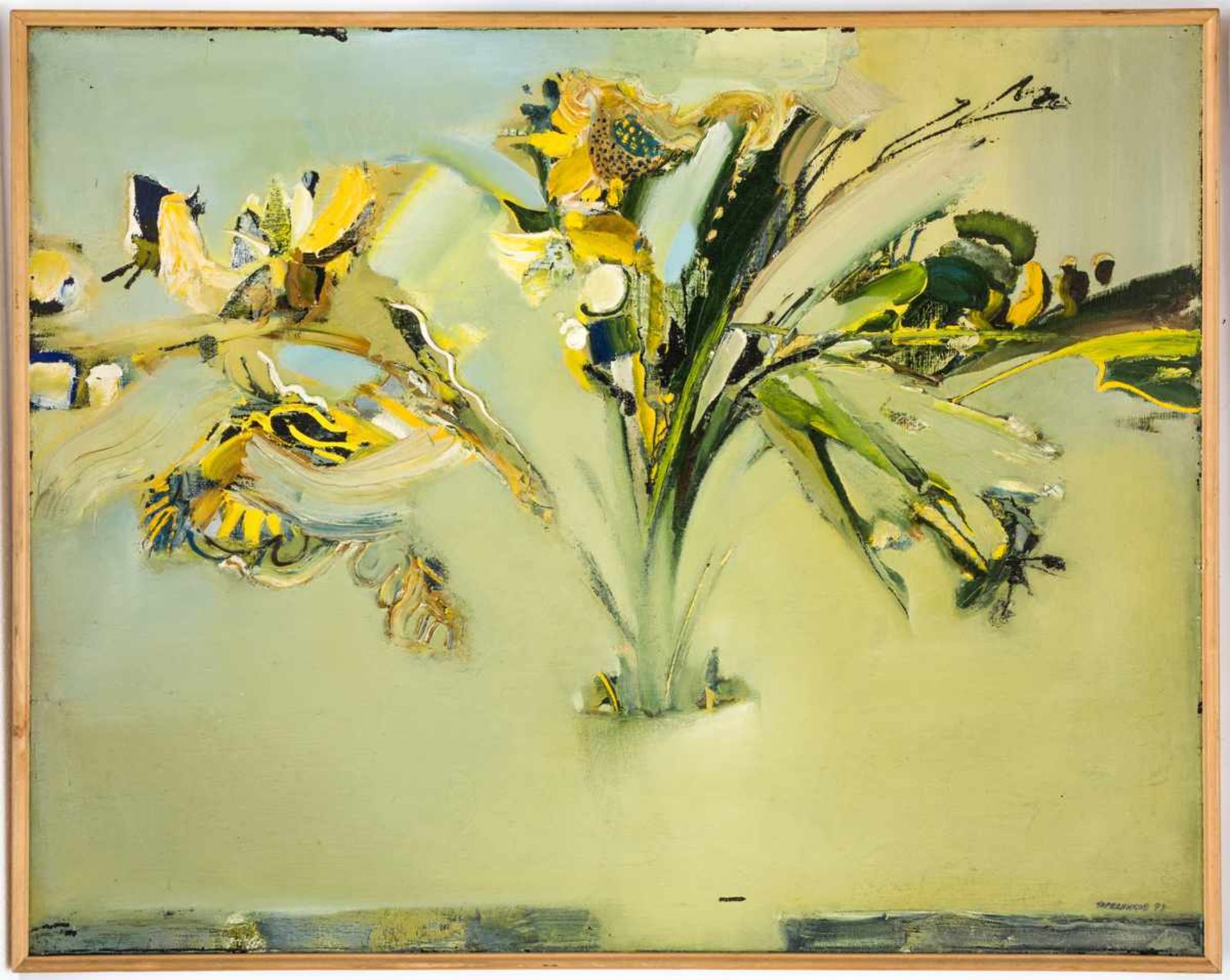 Tscherednikov I. Blumen Öl / Leinwand, rechts unten und rückseitig signiert und datiert 1993 90,5 - Bild 2 aus 2