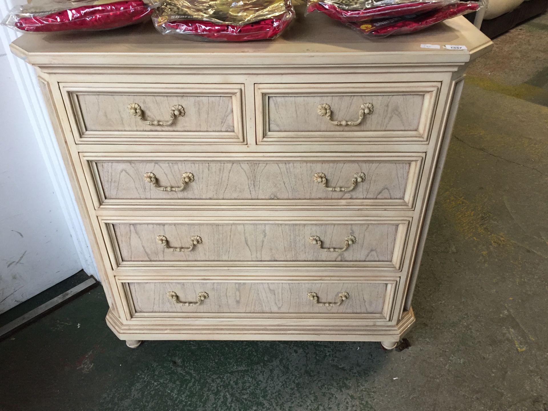 CREAM 2 OVER 3 CHEST OF DRAWERS
