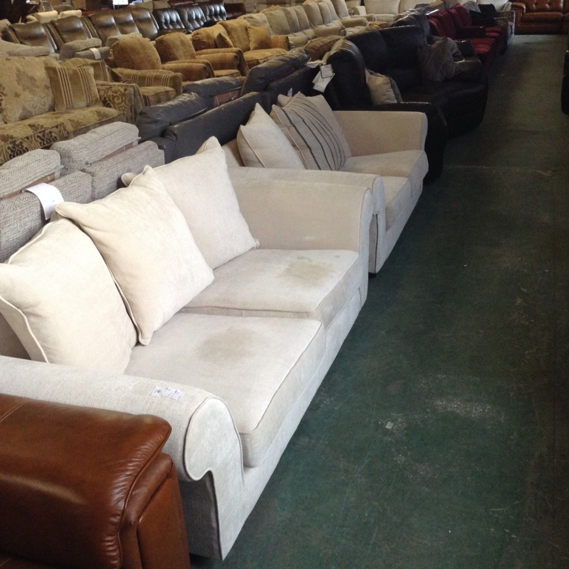 NATURAL 3 SEATER SOFA AND 2 SEATER SOFA (missing c
