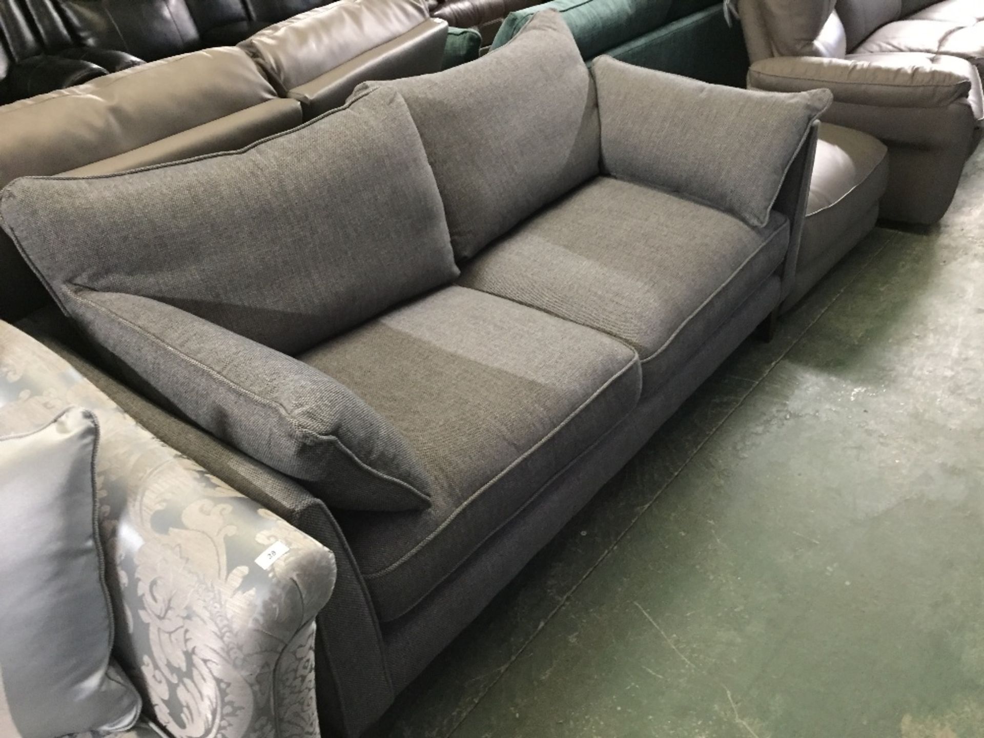 GREY FABRIC 3 SEATER SOFA