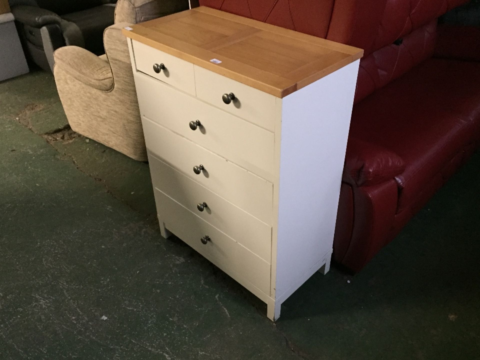 ATLANTA IVORY AND OAK 2 OVER 4 CHEST OF DRAWERS