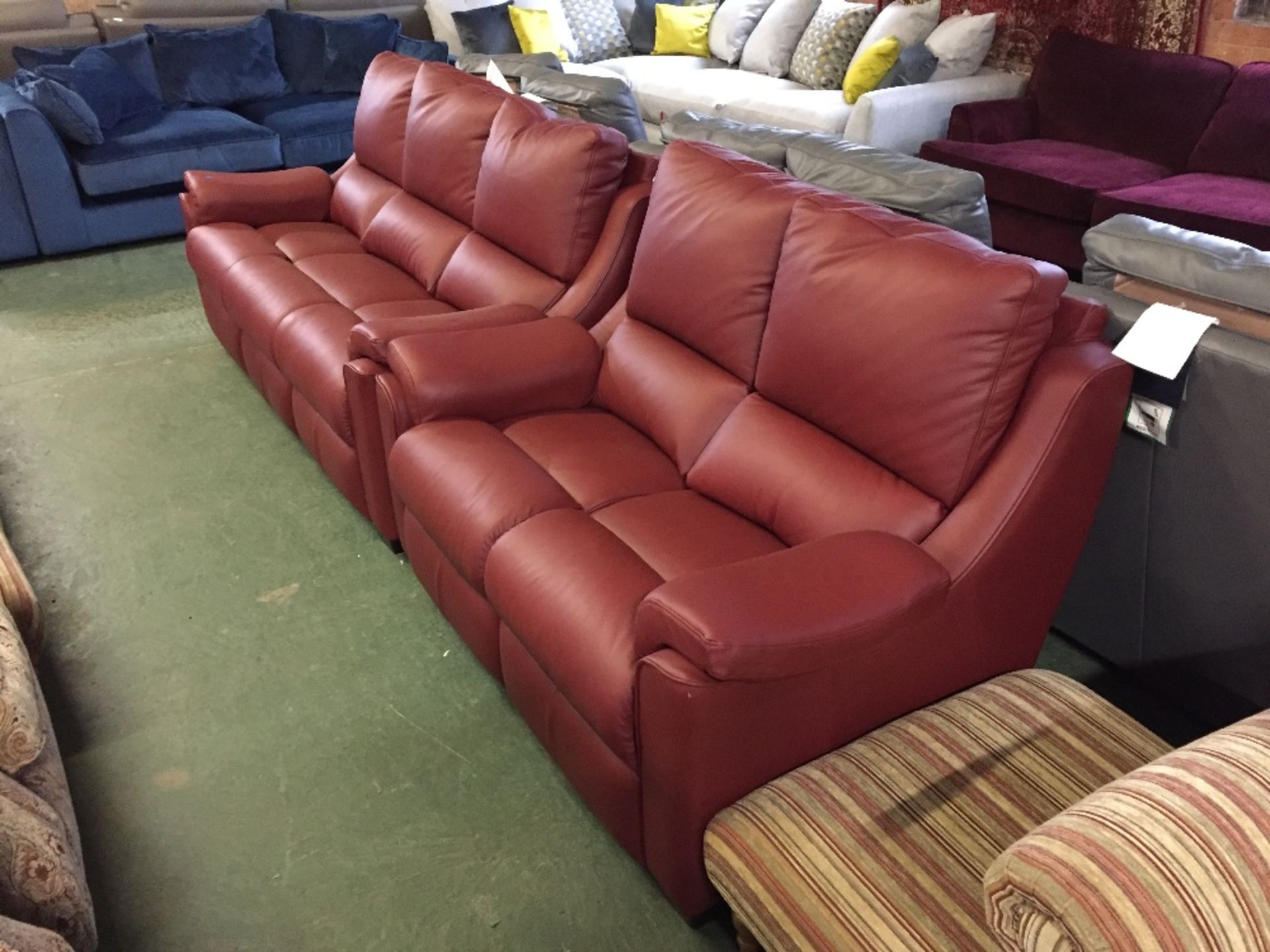 RED LEATHER 3 SEATER SOFA AND 2 SEATER SOFA(TROO10