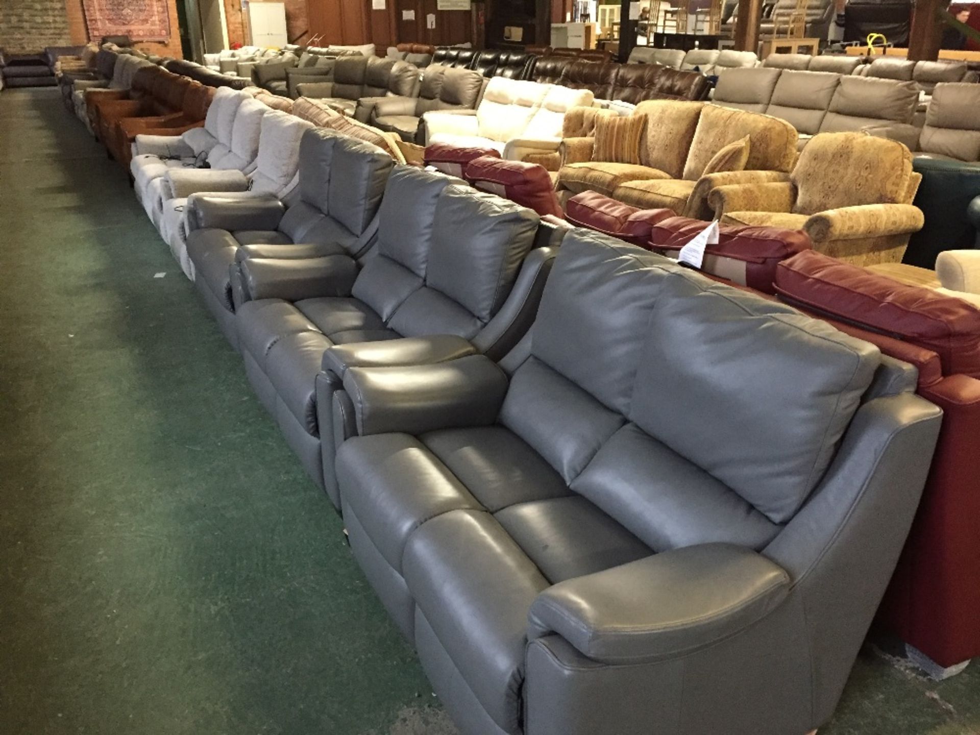 3 GREY LEATHER 2 SEATER SOFAS (TROO1061-WOO65431-T