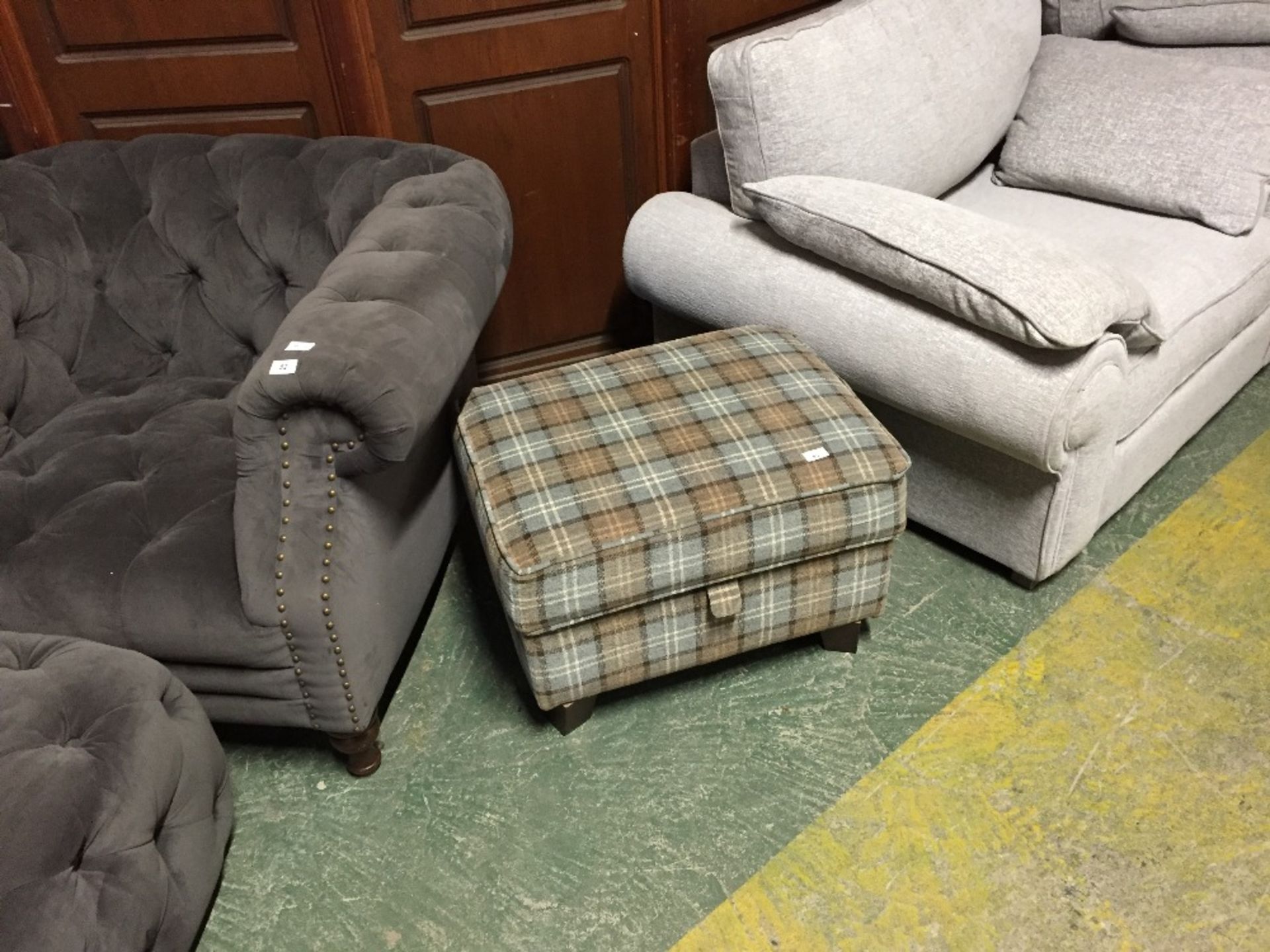 TARTAN STORAGE FOOTSTOOL