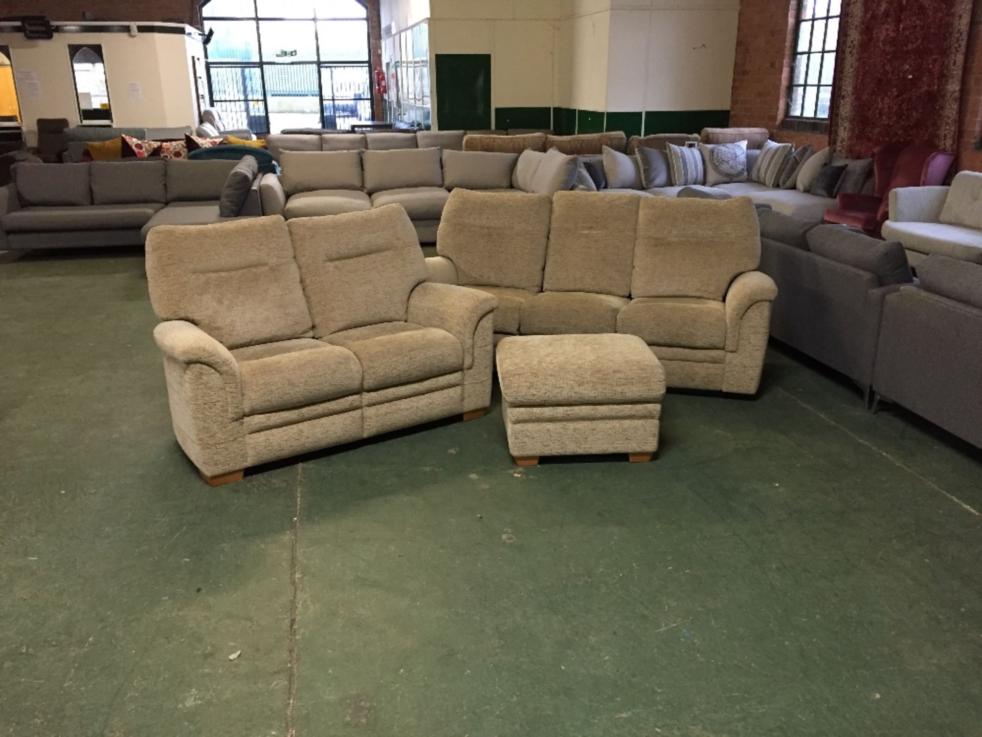 BISCUIT MANUAL RECLINING 3 SEATER SOFA FIXED 2 SEA