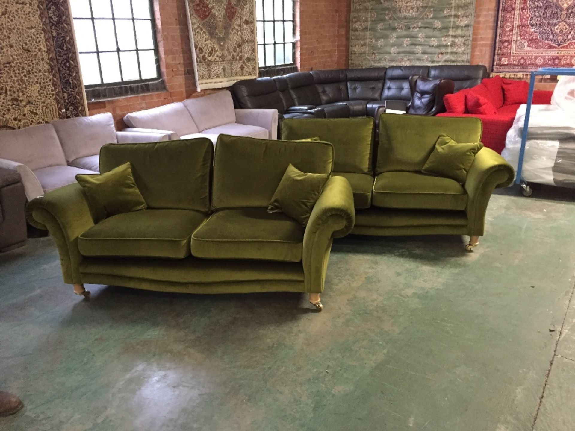 LIME GREEN 2 X TWO AND A HALF SEATER SOFAS