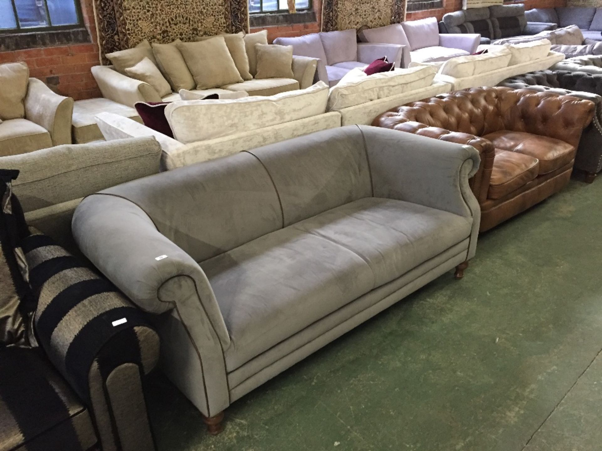 GREY FABRIC 3 SEATER SOFA (1618)