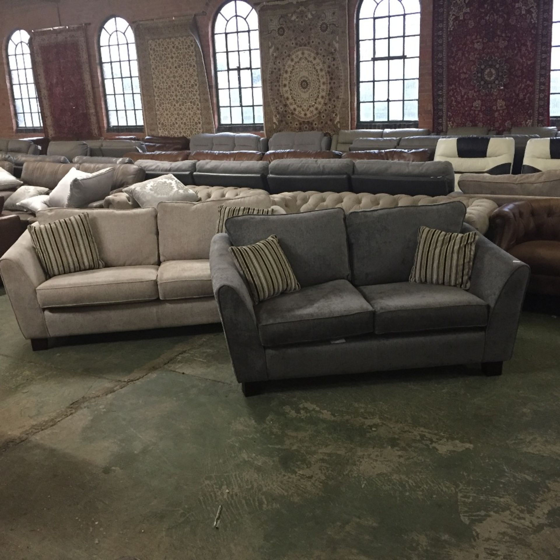 BEIGE 3 SEATER SOFA AND GREY 2 SEATER SOFA (ST26)