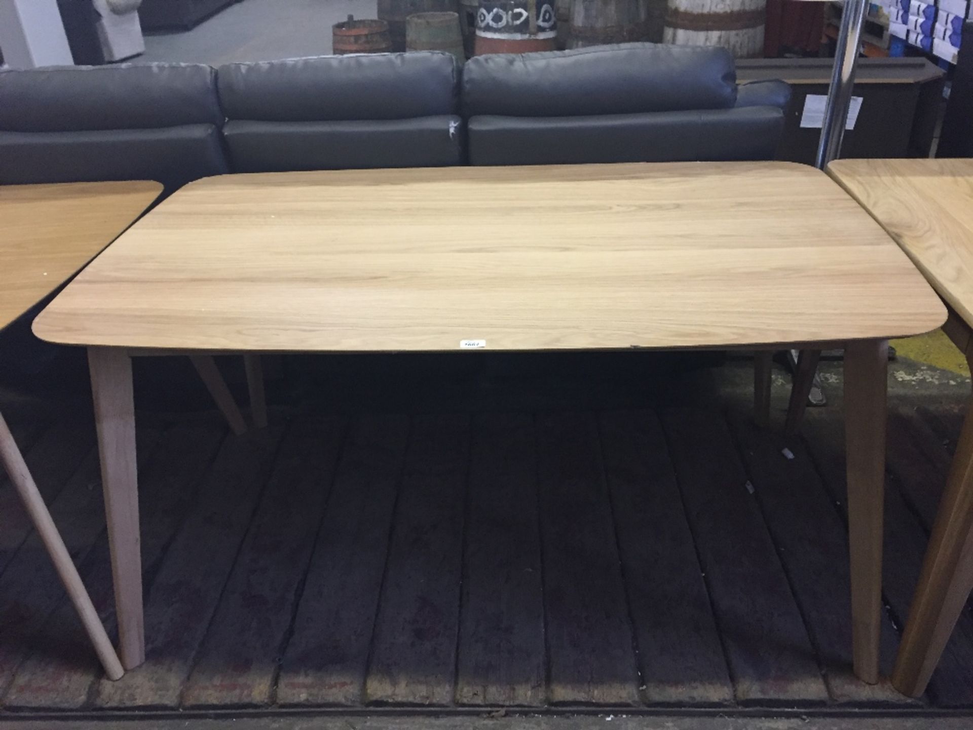 RETRO OAK DINING TABLE (dents on edges ) (return)