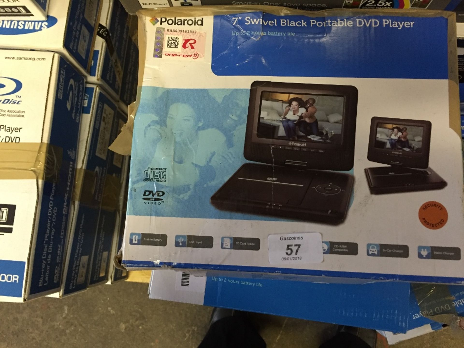 Polaroid Black 7" Swivel Portable DVD player (retu