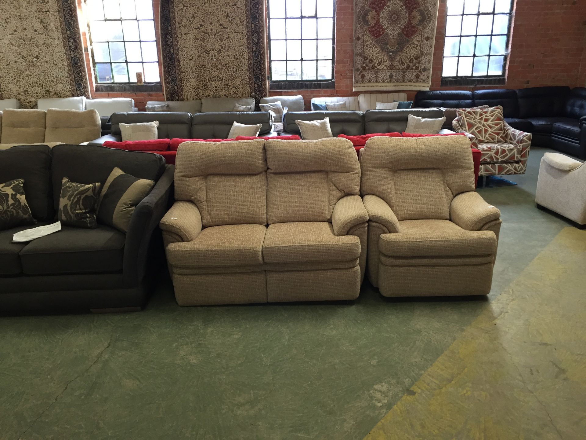 BISCUIT HIGH BACK 2 SEATER SOFA AND CHAIR (TROO108