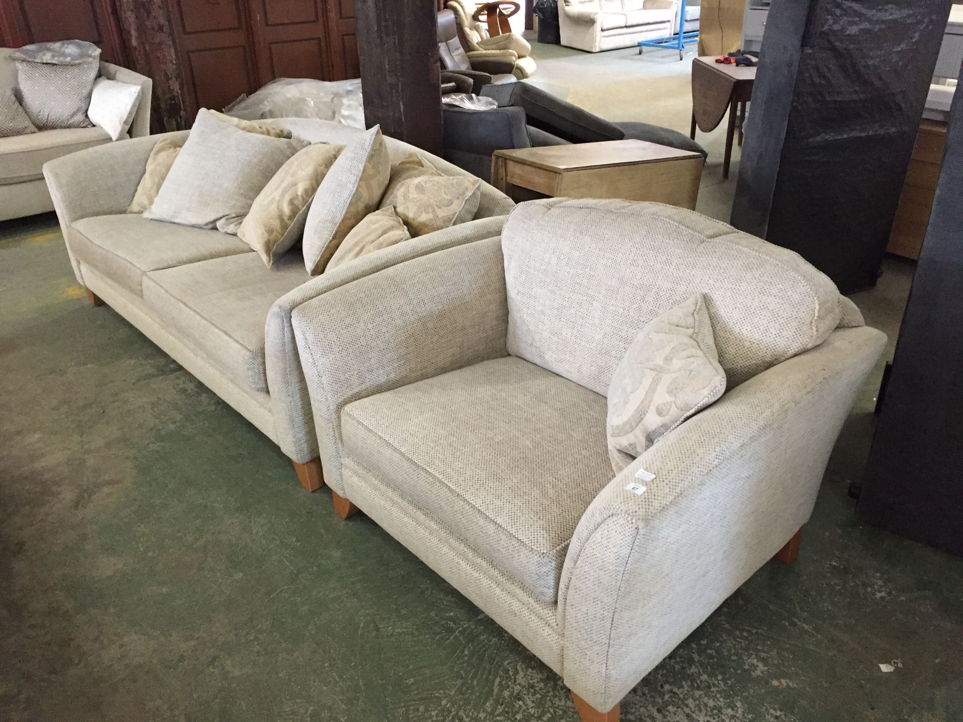 NATURAL 3 SEATER SOFA AND CHAIR (TROO1087-WOO26690