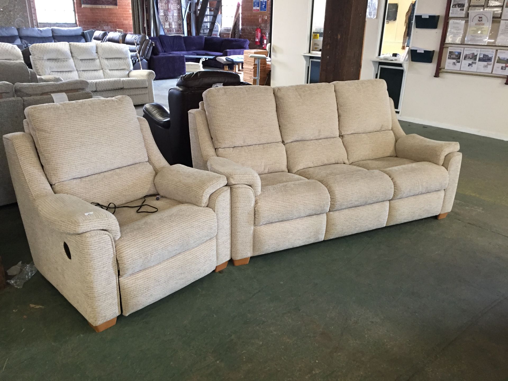 BISCUIT HIGH BACK 3 SEATER SOFA AND CHAIR (TROO108