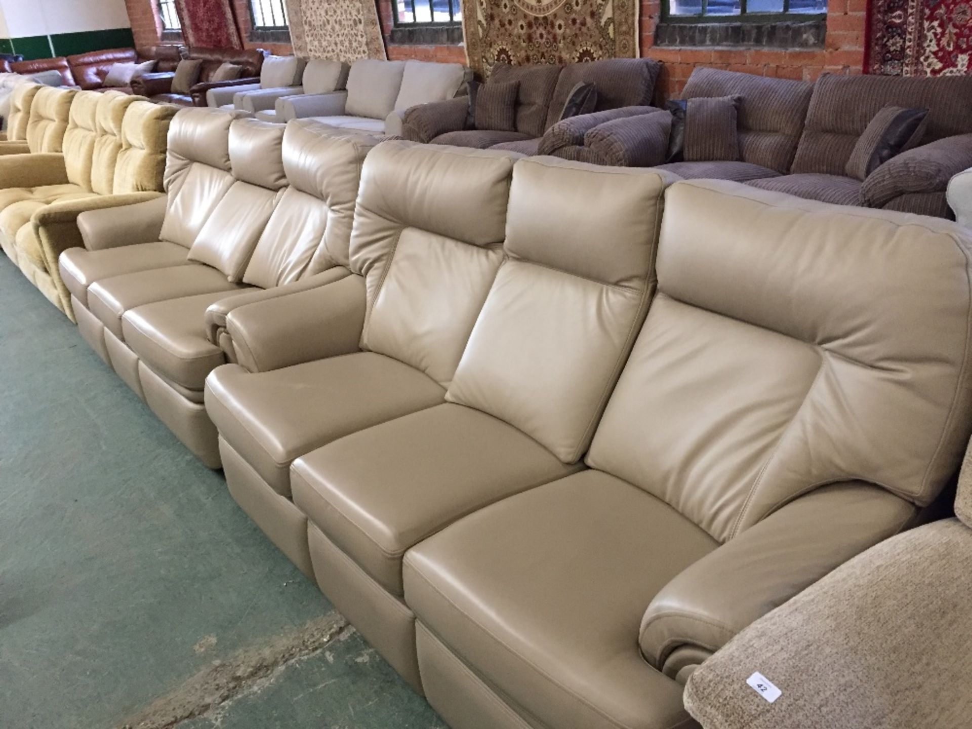 2 X CREAM HIGH BACK 3 SEATER SOFAS ( TROO1066-WOO2