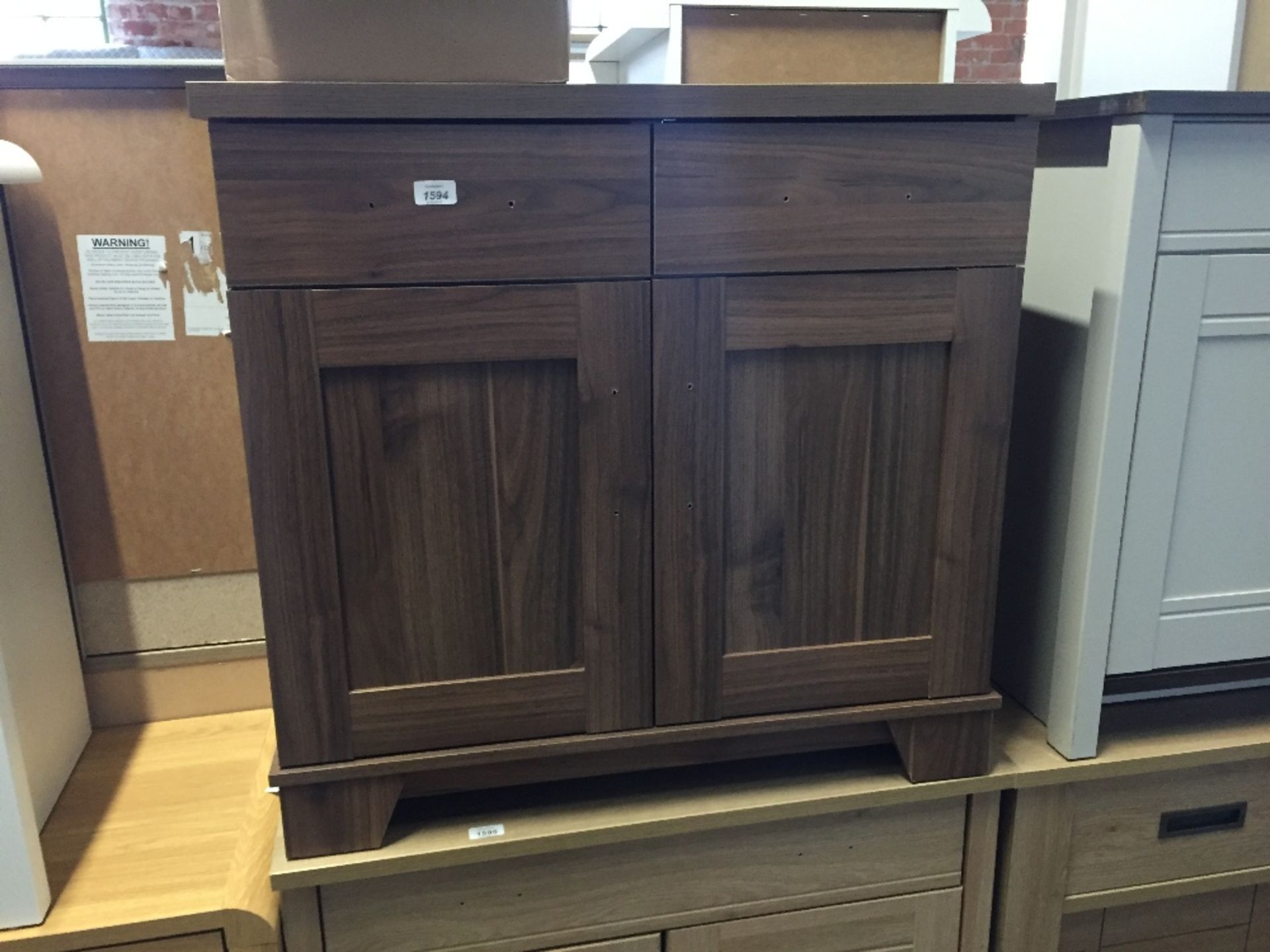 WALNUT 2 DOOR SIDEBOARD (return no handles)