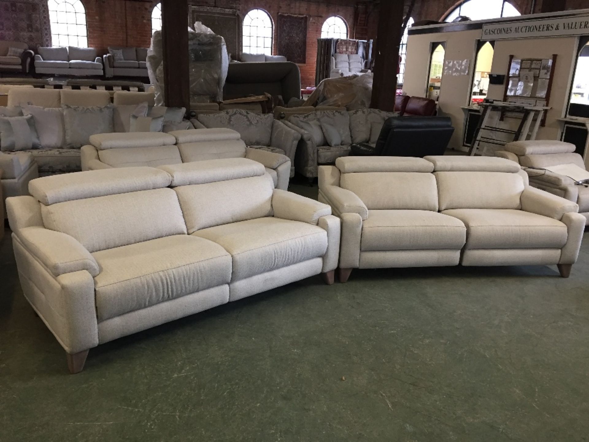 BISCUIT ELECTRIC RECLINING 3 SEATER SOFA AND FIXED