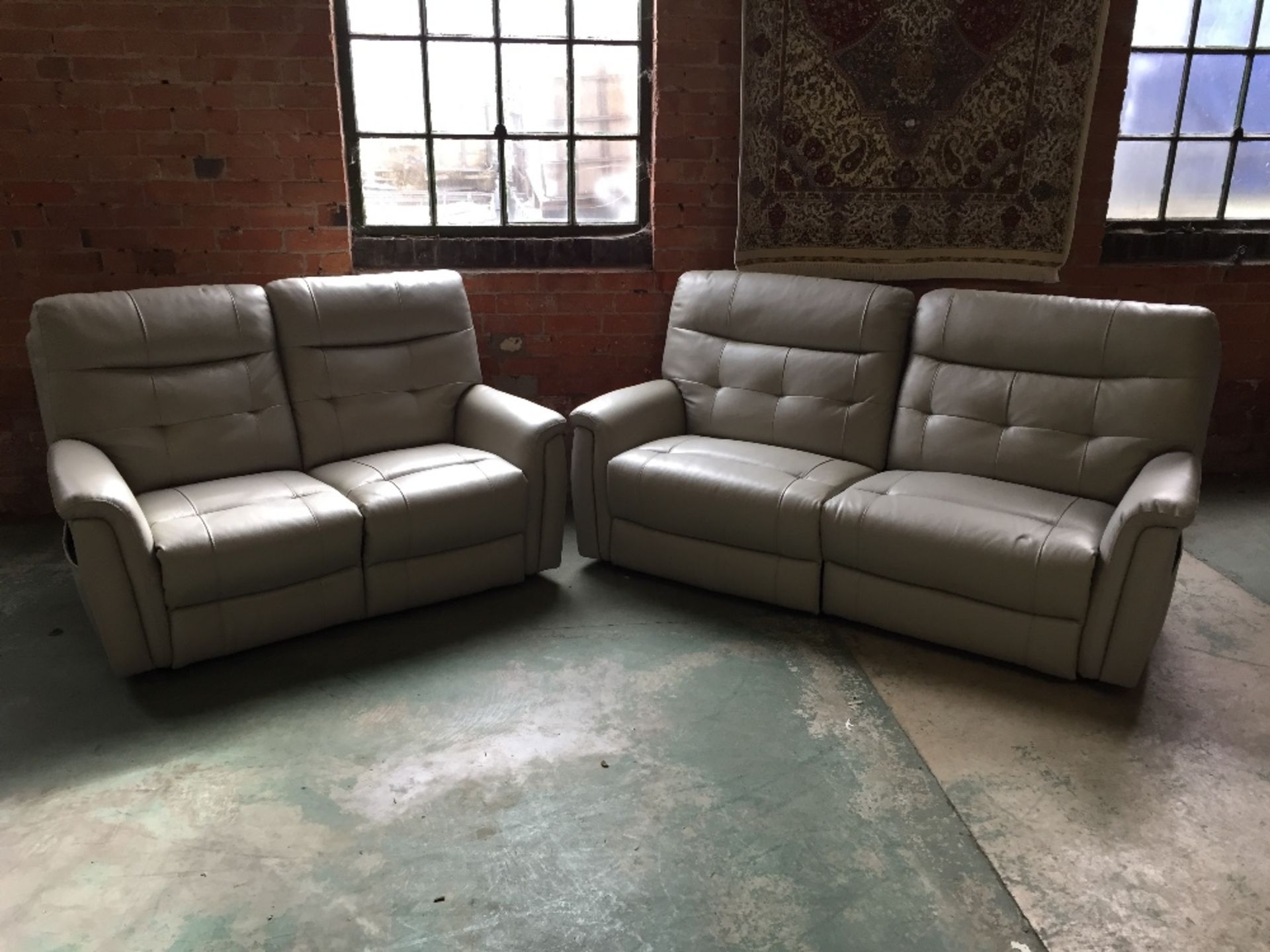 GREY ELECTRIC RECLINING 3 SEATER SOFA AND 2 SEATER