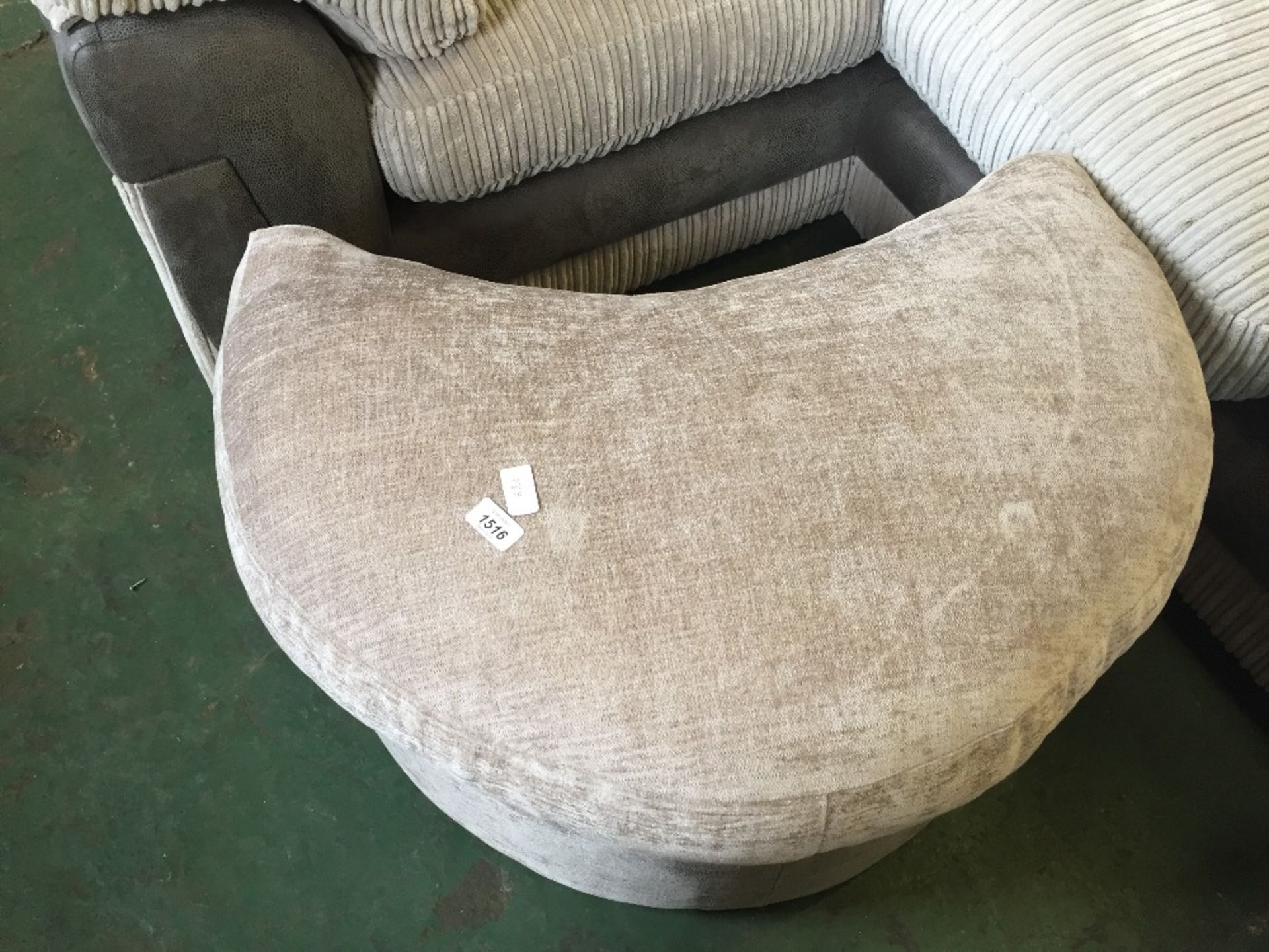 BEIGE HALF MOON FOOTSTOOL