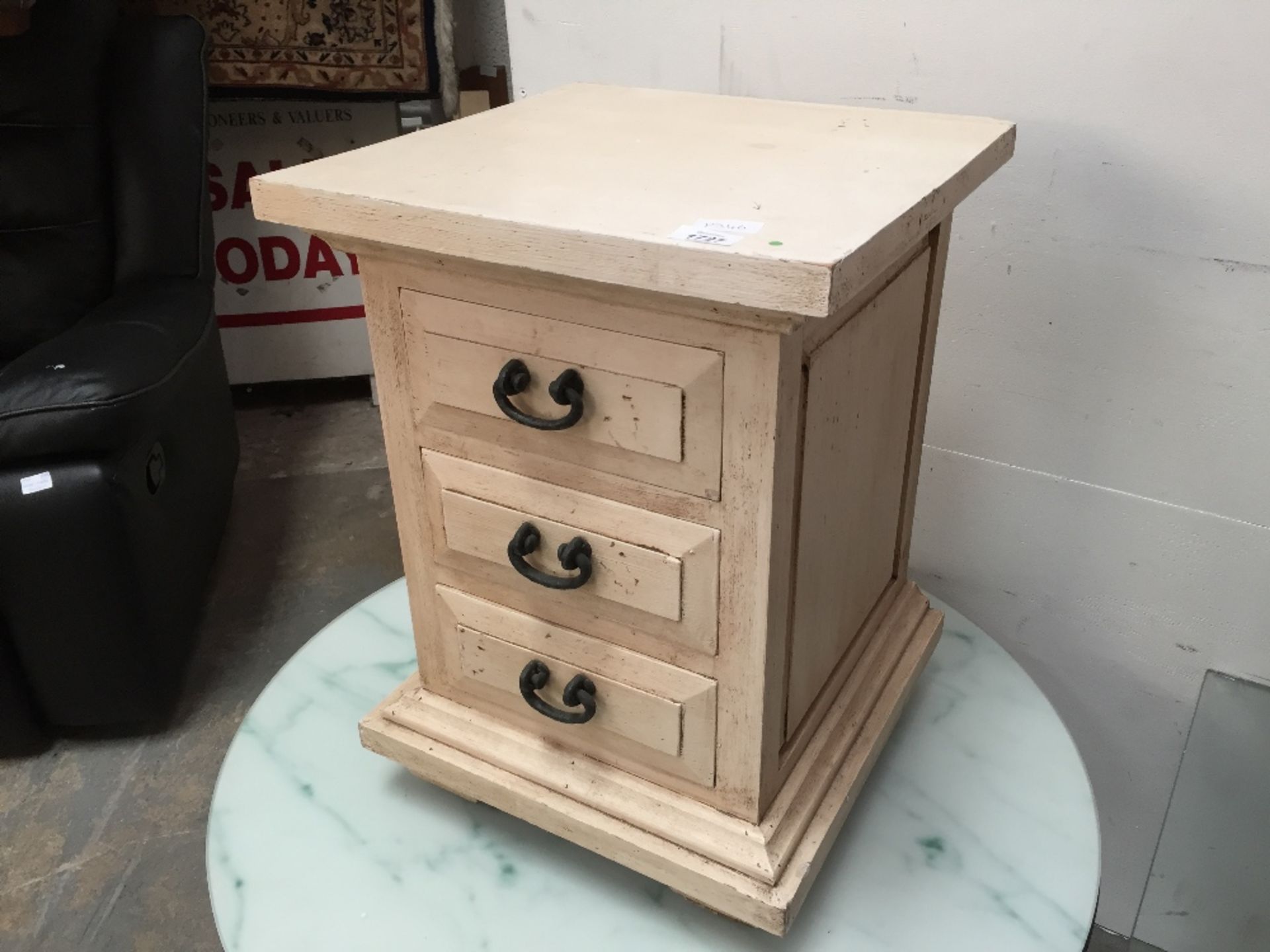 PAINTED 3 DRAWER BEDSIDE